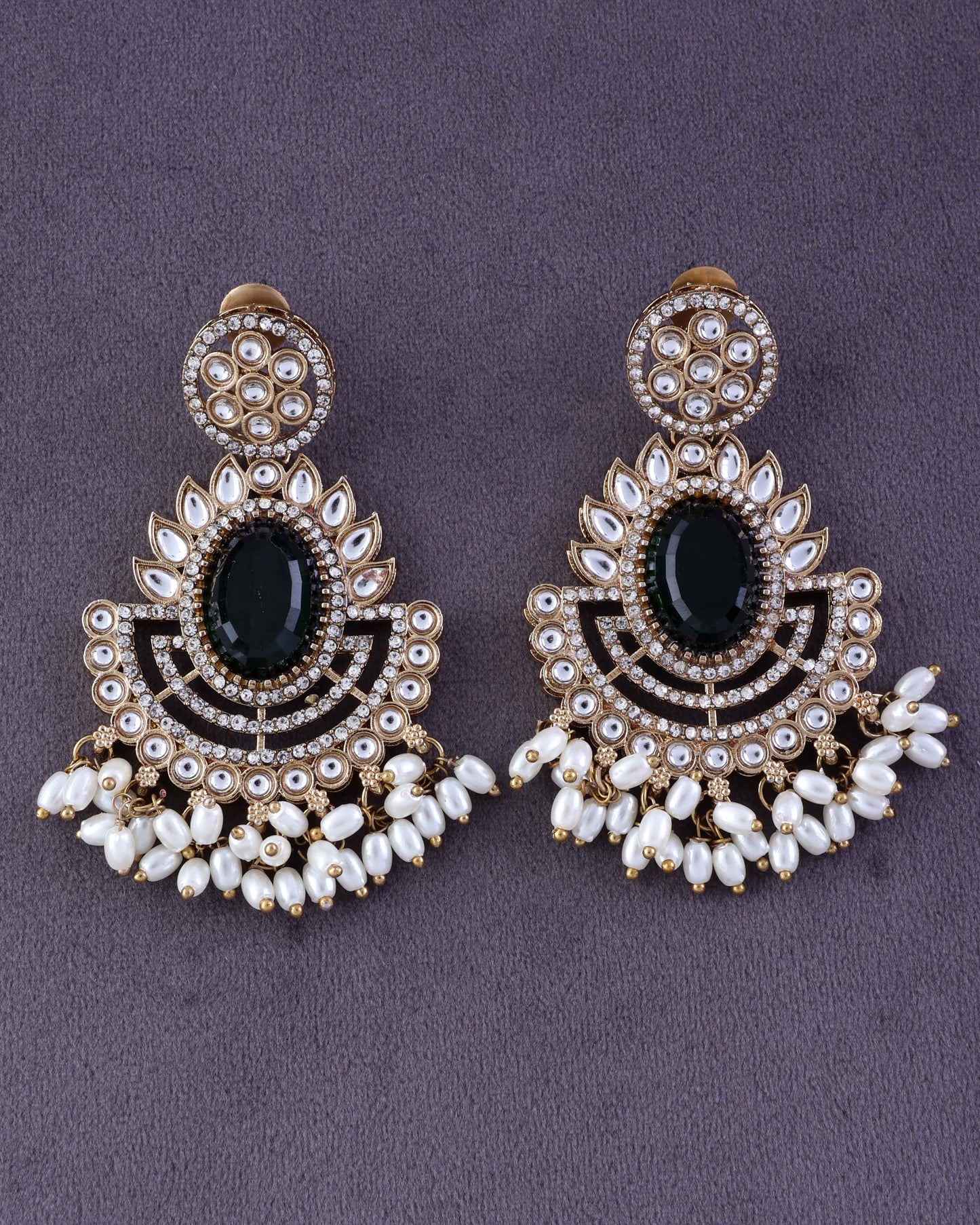 Emerald Archana Premium Designer Zircone Chandbali Earring