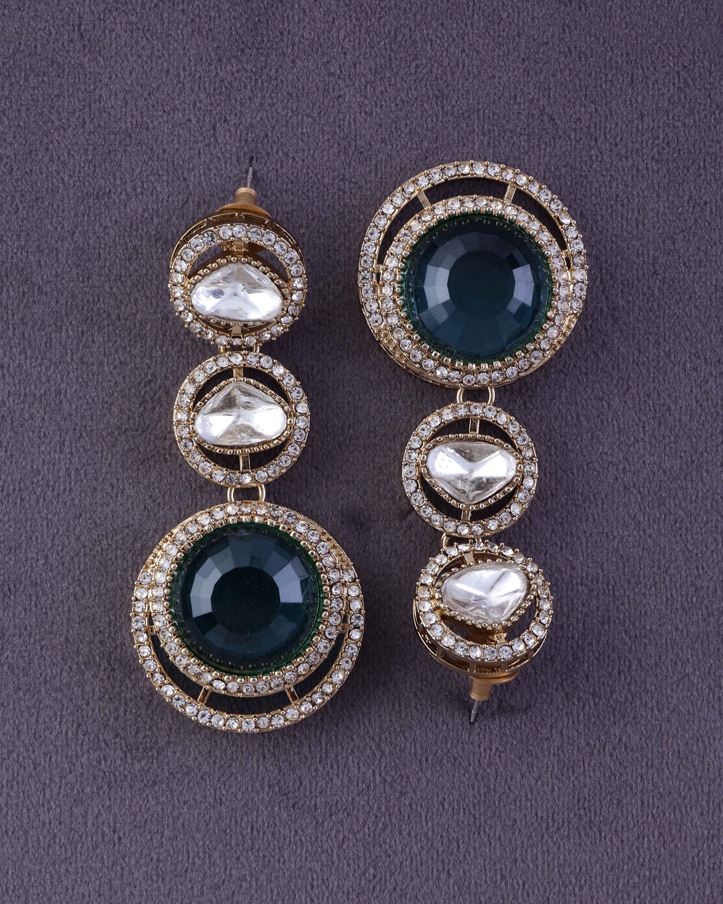 Turquoise Navleen Premium Designer Zircone Polki Dupe Earring