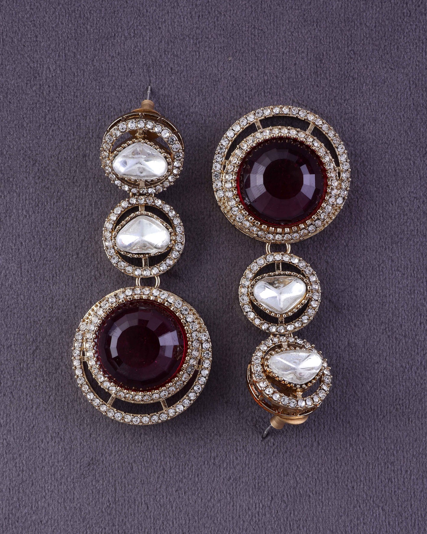 Pink Navleen Premium Designer Zircone Polki Dupe Earring