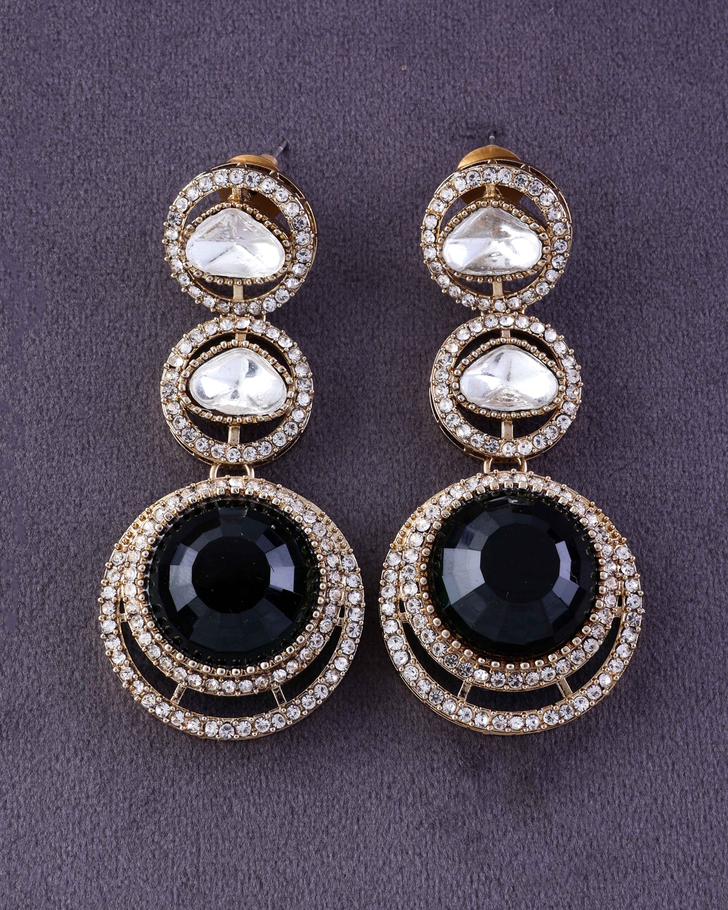 Emerald Navleen Premium Designer Zircone Polki Dupe Earring