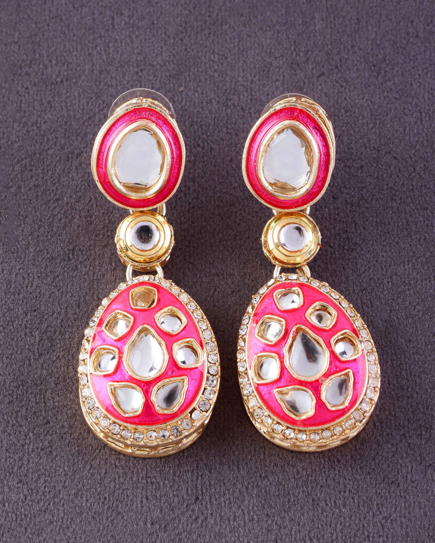 Pink Kuvar Meenakari Earring