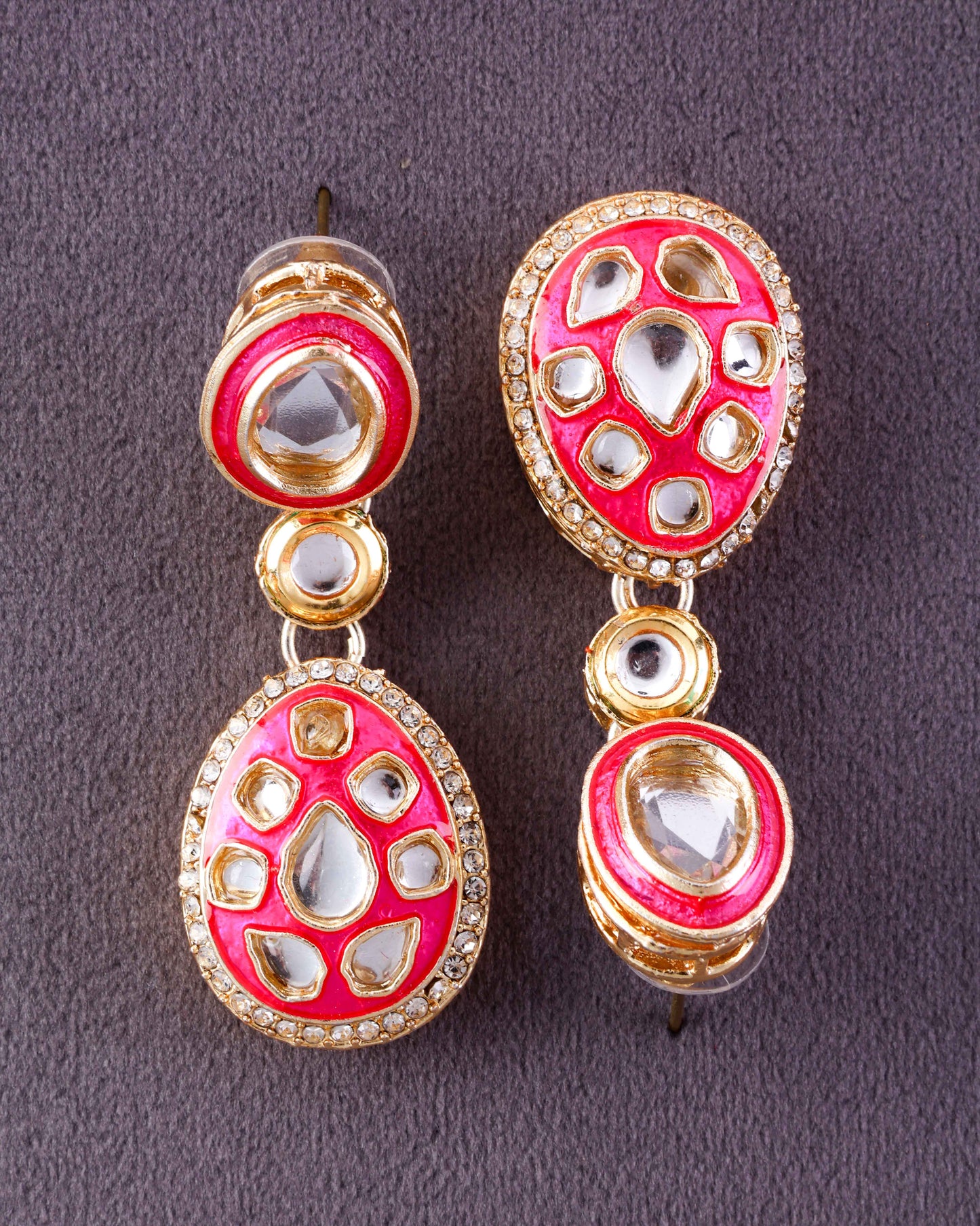 Pink Kuvar Meenakari Earring