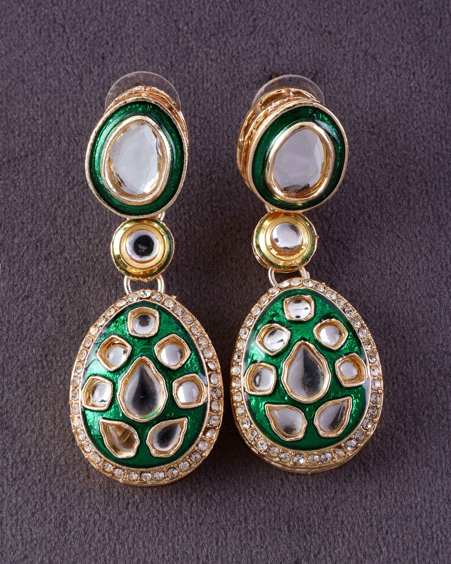 Green Kuvar Meenakari Earring
