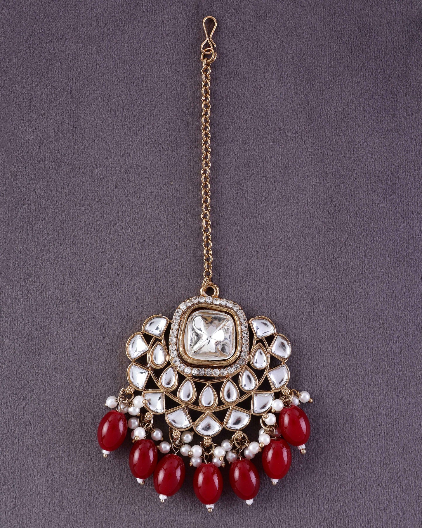 Red Oviya Kundan Teeka