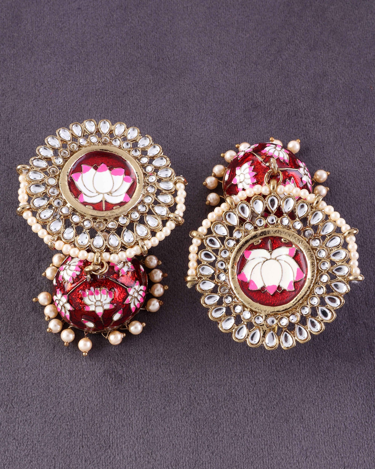 Red Simar Meenakari Jhumki