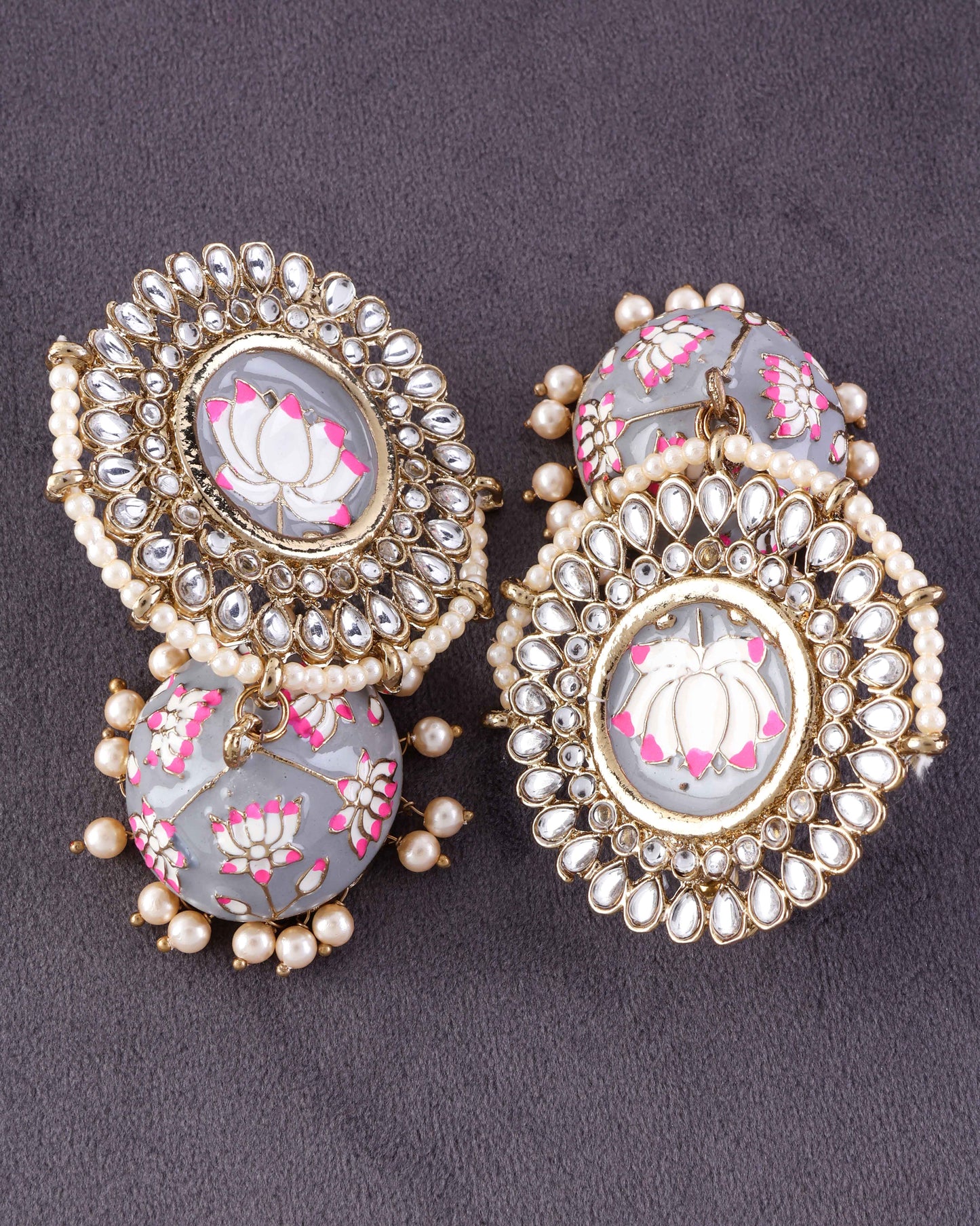 Grey Simar Meenakari Jhumki