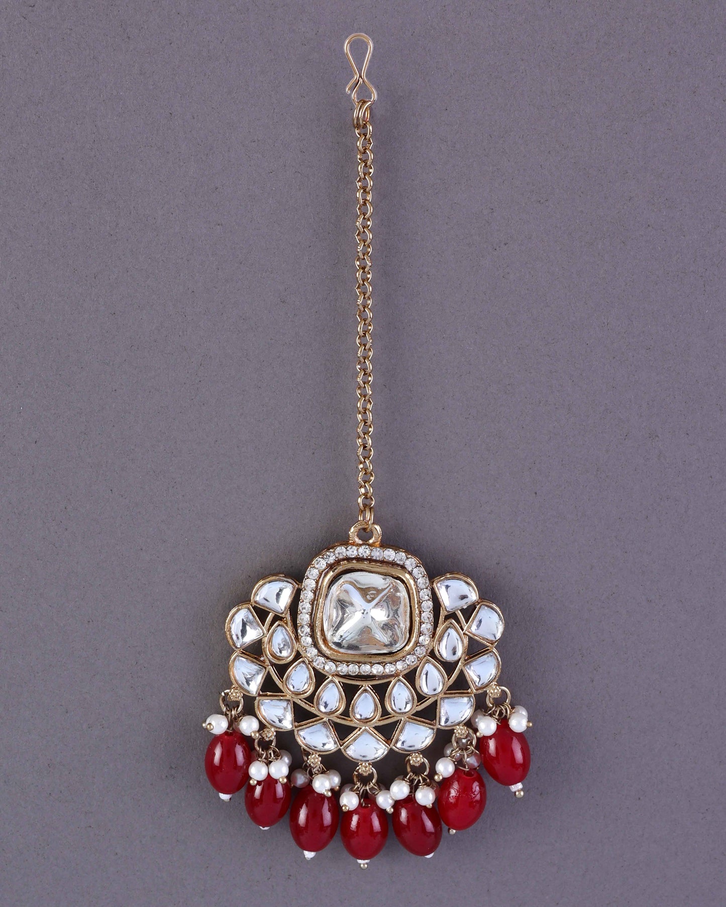 Red Oviya Kundan Teeka