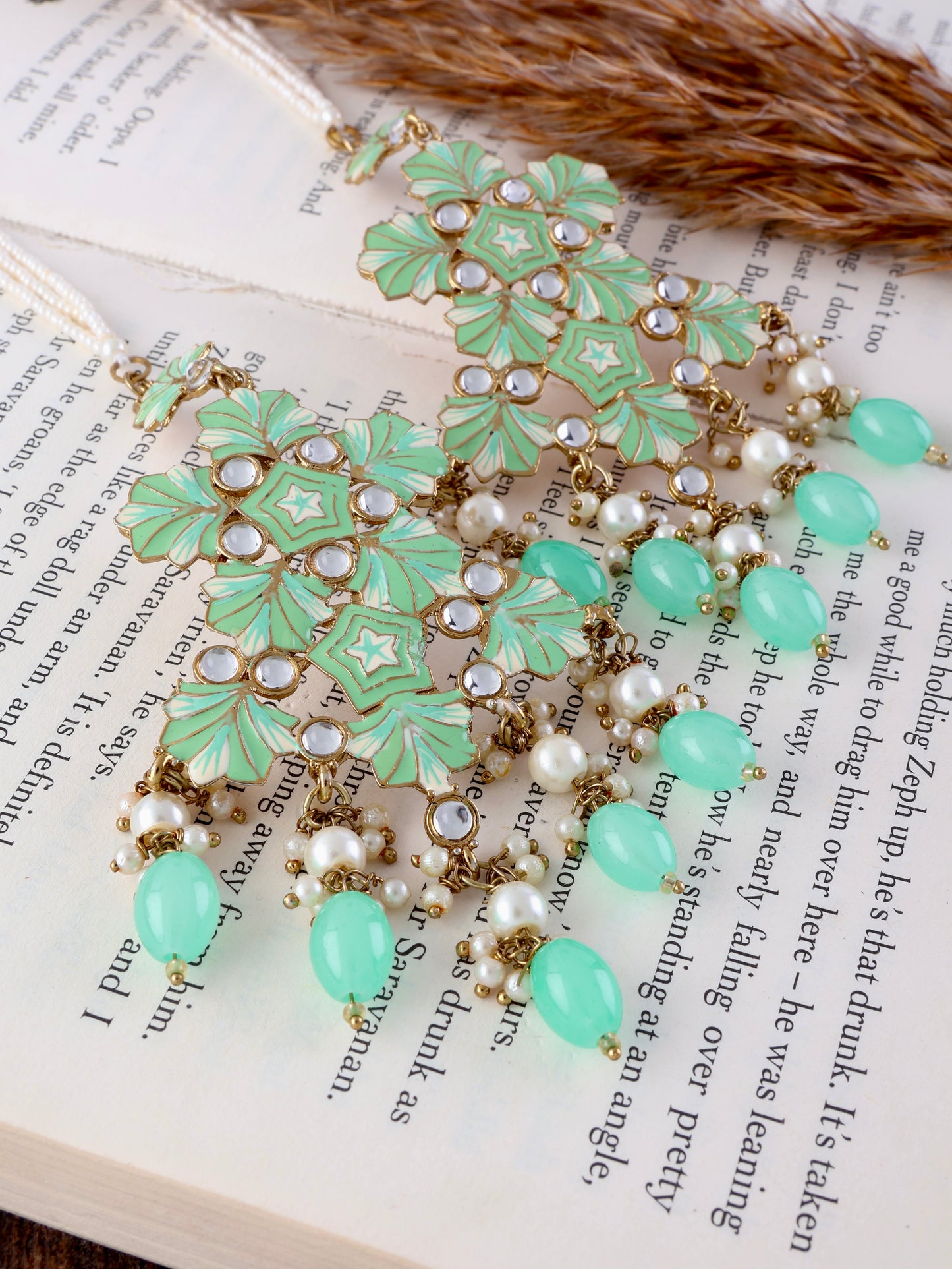 Mint Green Ragini Designer Earring With Sahara