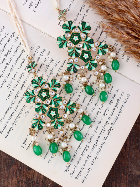 Dark Green Ragini Designer Earring With Sahara