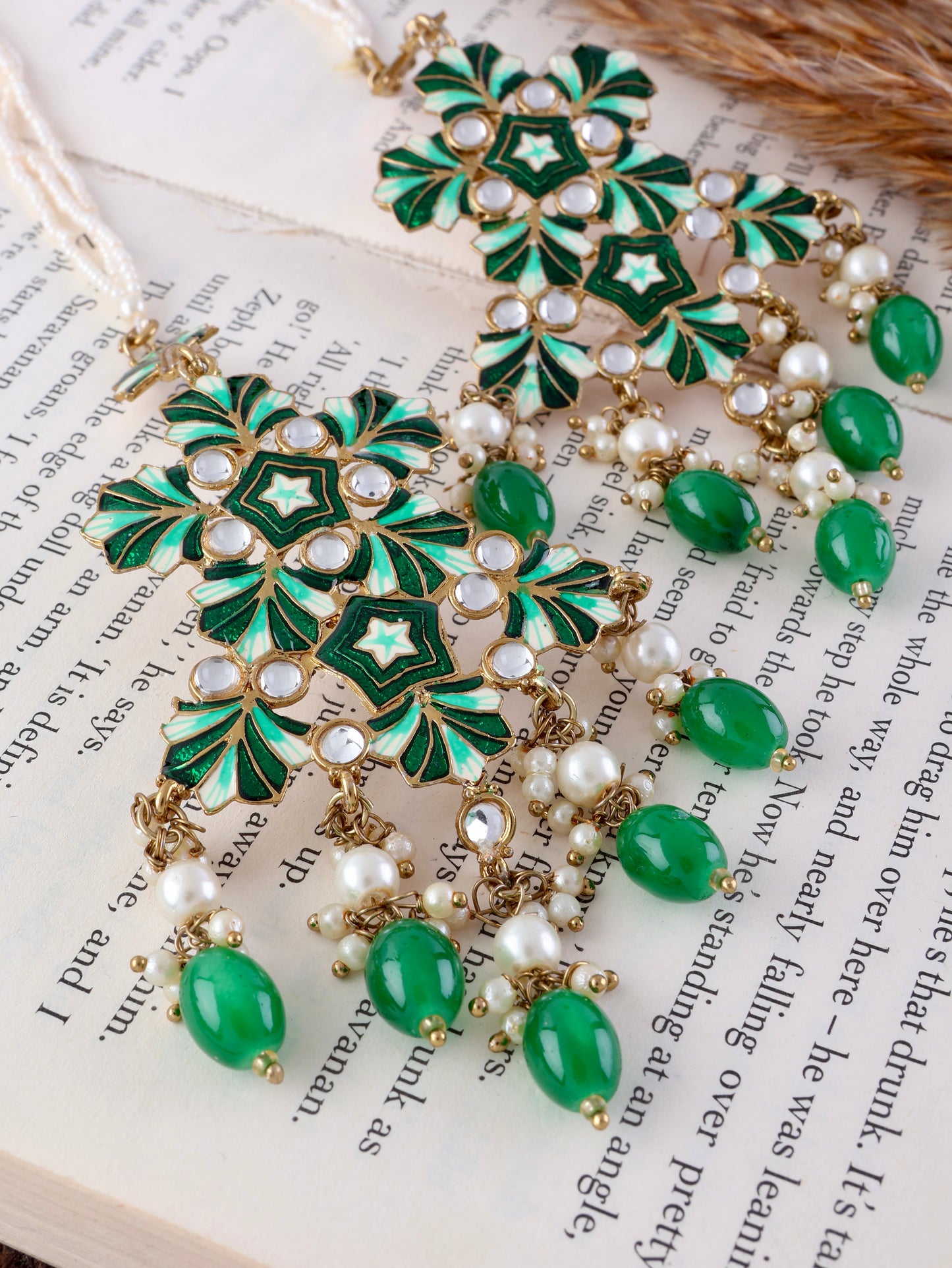 Dark Green Ragini Designer Earring With Sahara