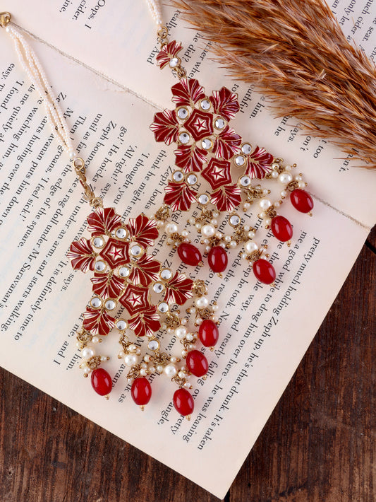 Maroon Ragini Designer Earring With Sahara