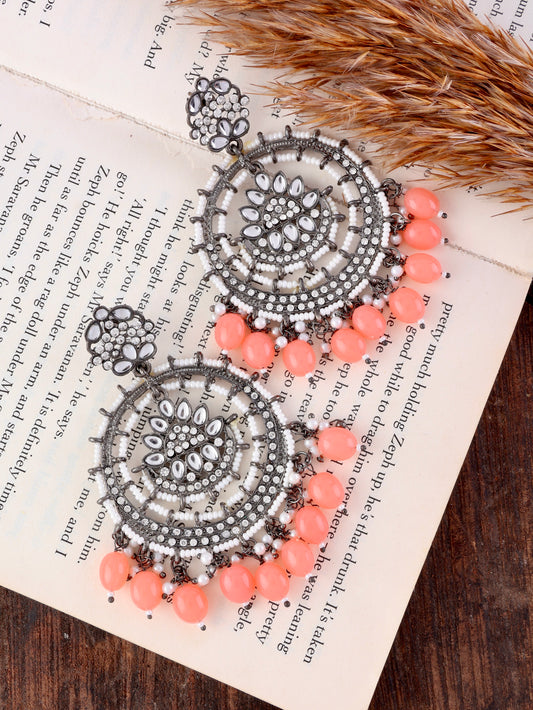 Peach Myraa Zircone Chandbali