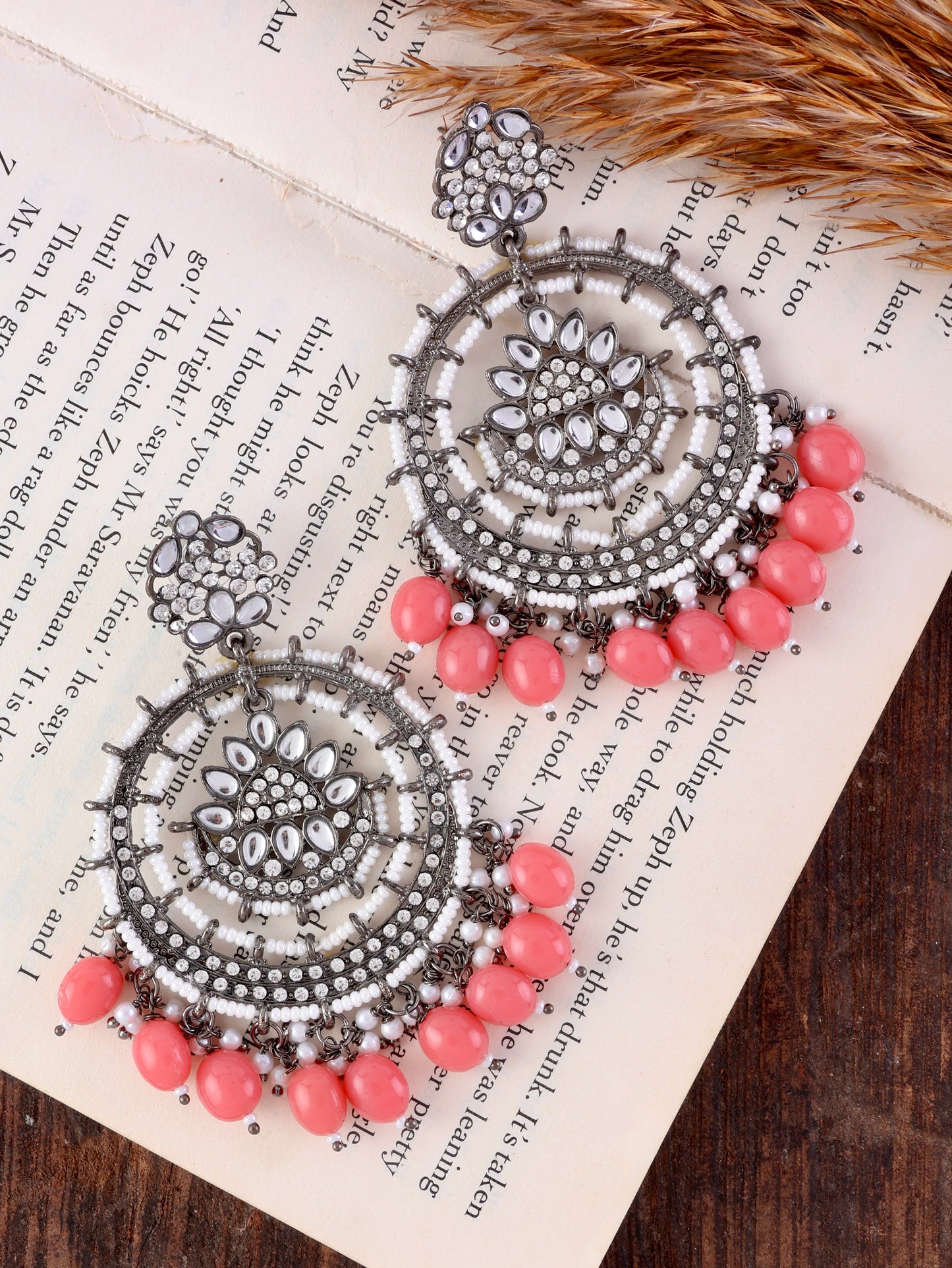 Coral Myraa Zircone Chandbali