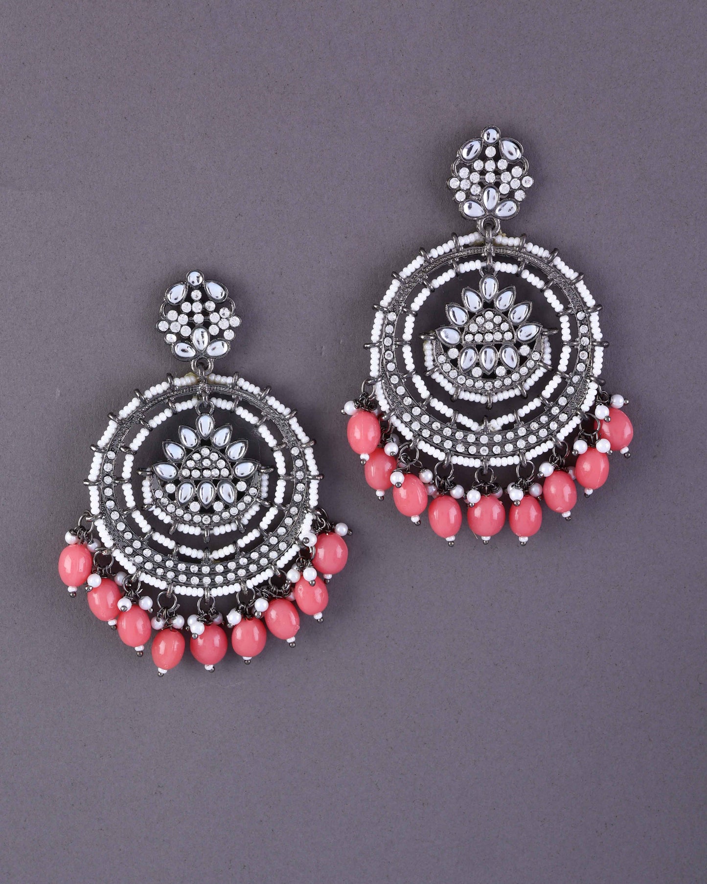 Coral Myraa Zircone Chandbali