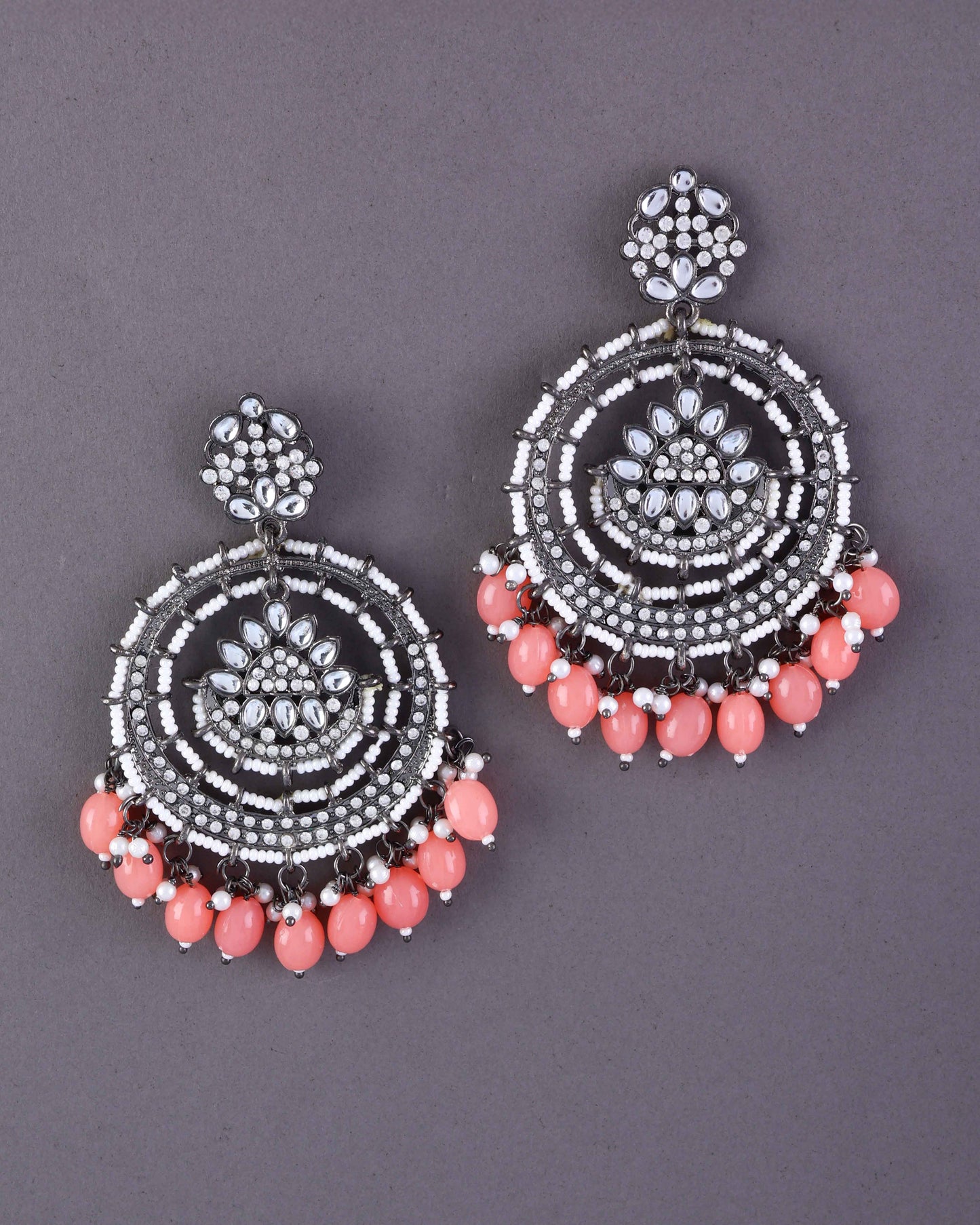 Peach Myraa Zircone Chandbali