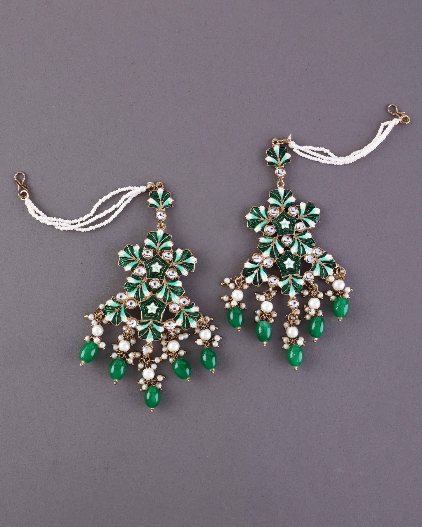 Dark Green Ragini Designer Earring With Sahara