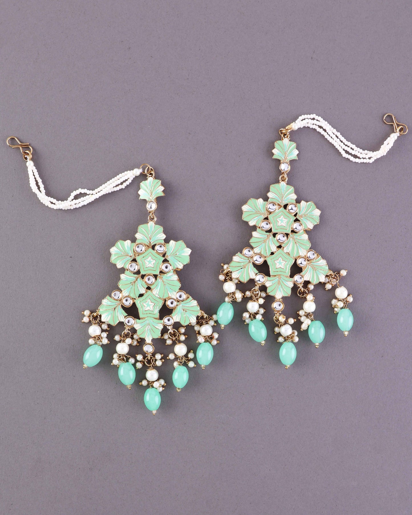 Mint Green Ragini Designer Earring With Sahara
