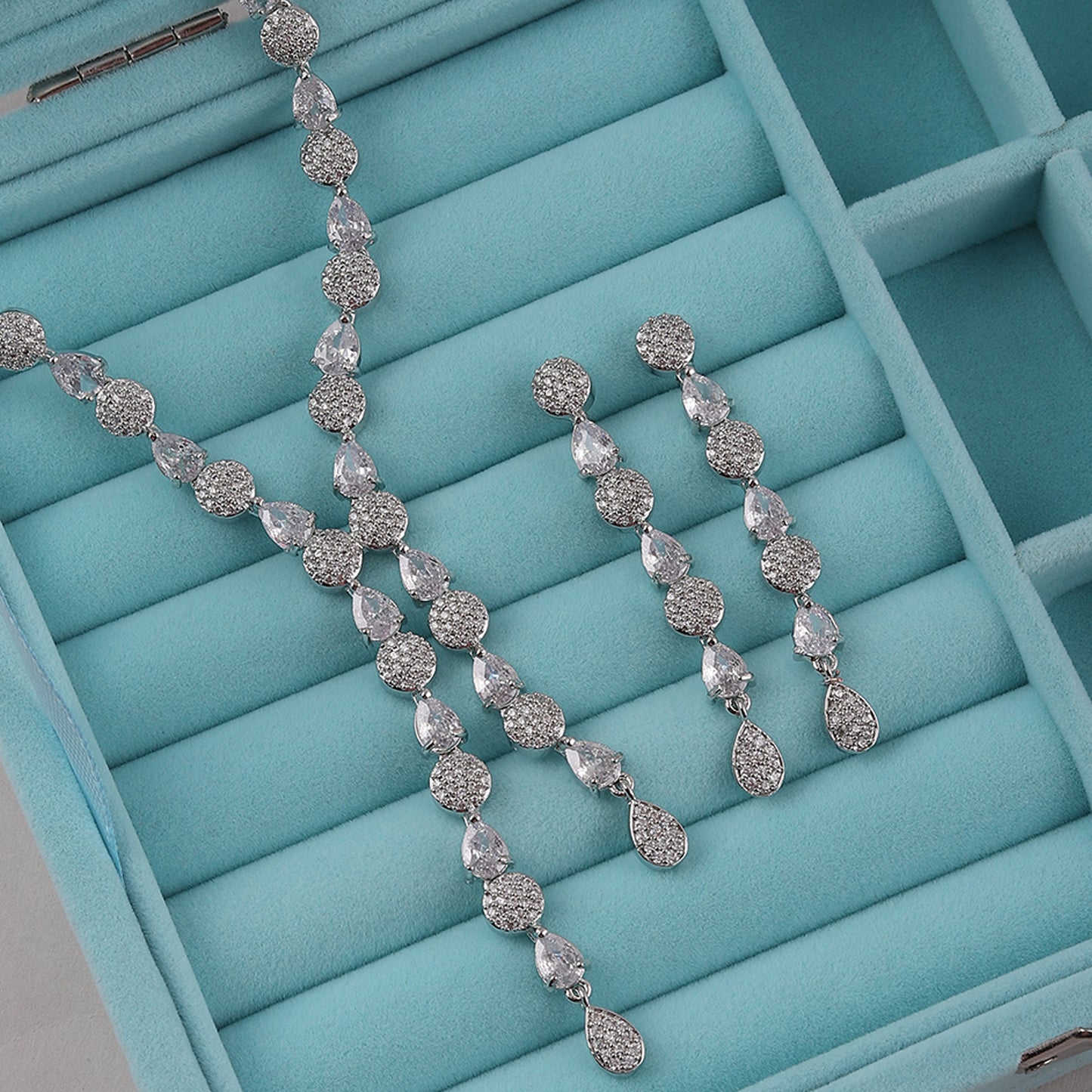 Silver Lucia American Diamond Necklace Set