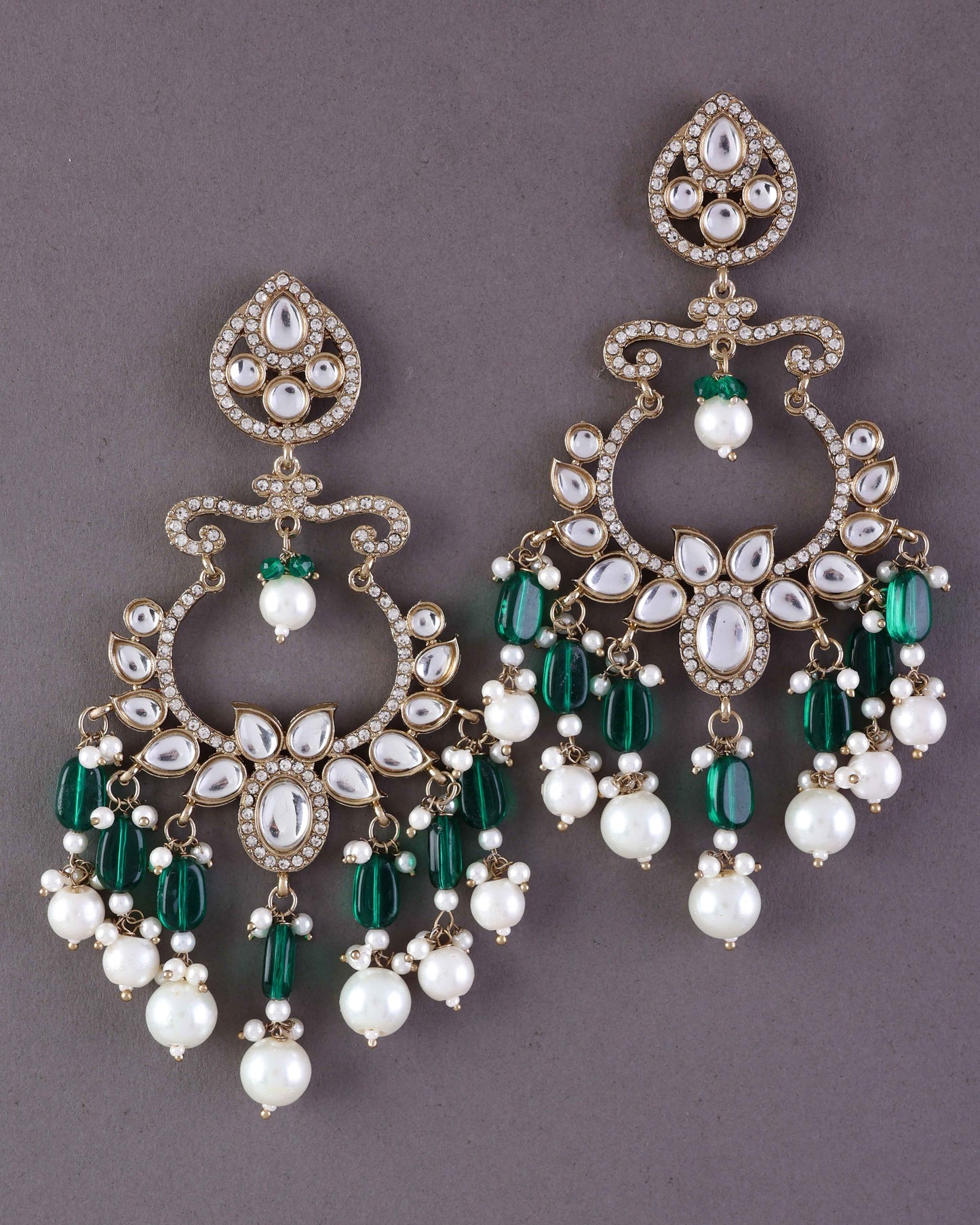 Green Rajveer Designer Chandbali Earring