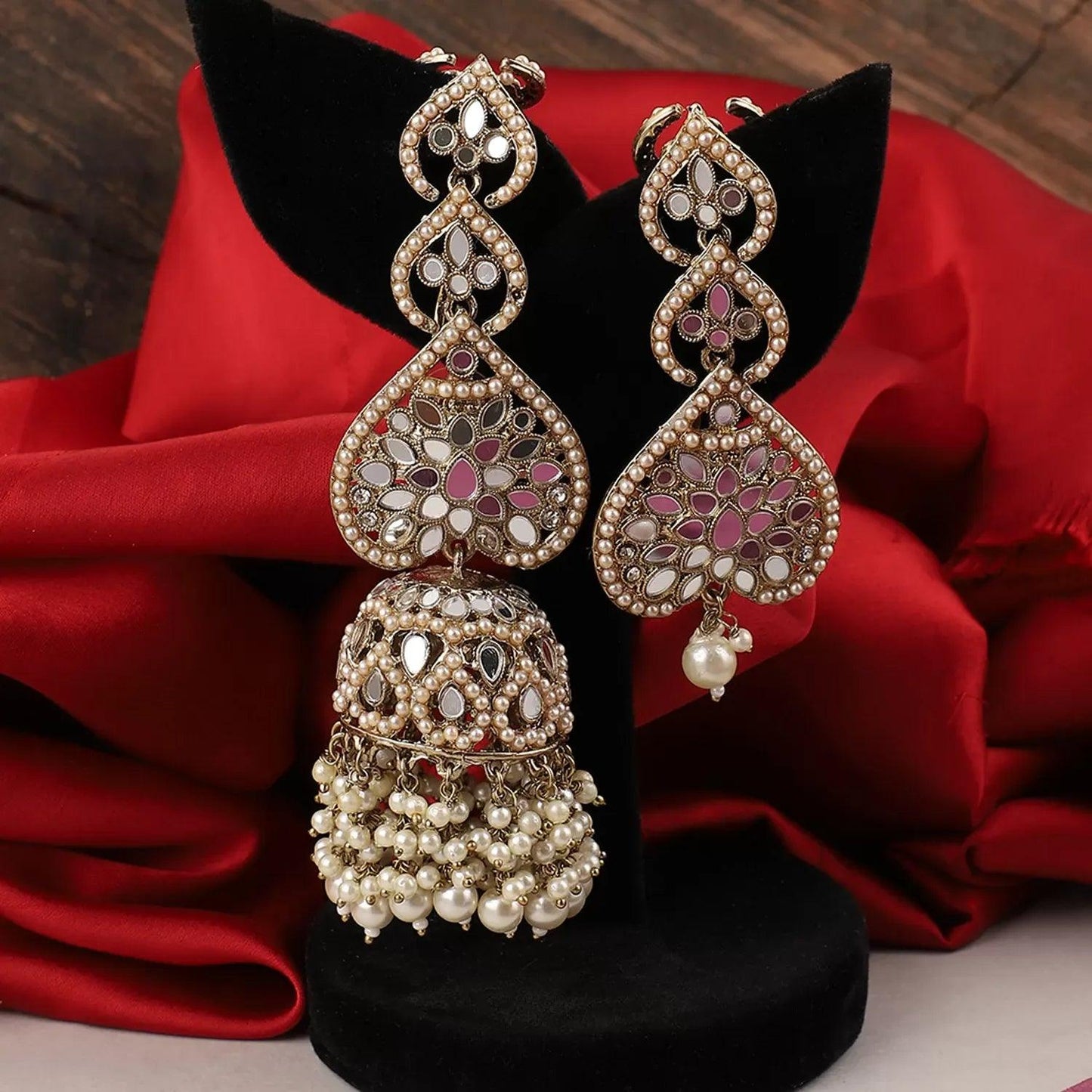 Pearl Vartika Teeka Jhumka Set