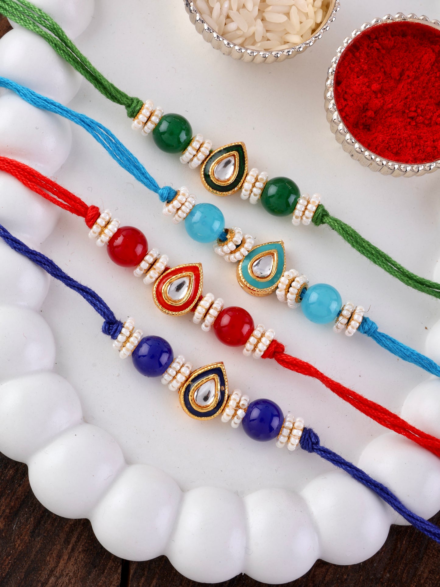 Blue Dhivi Rakhi with Tilak Set and Card