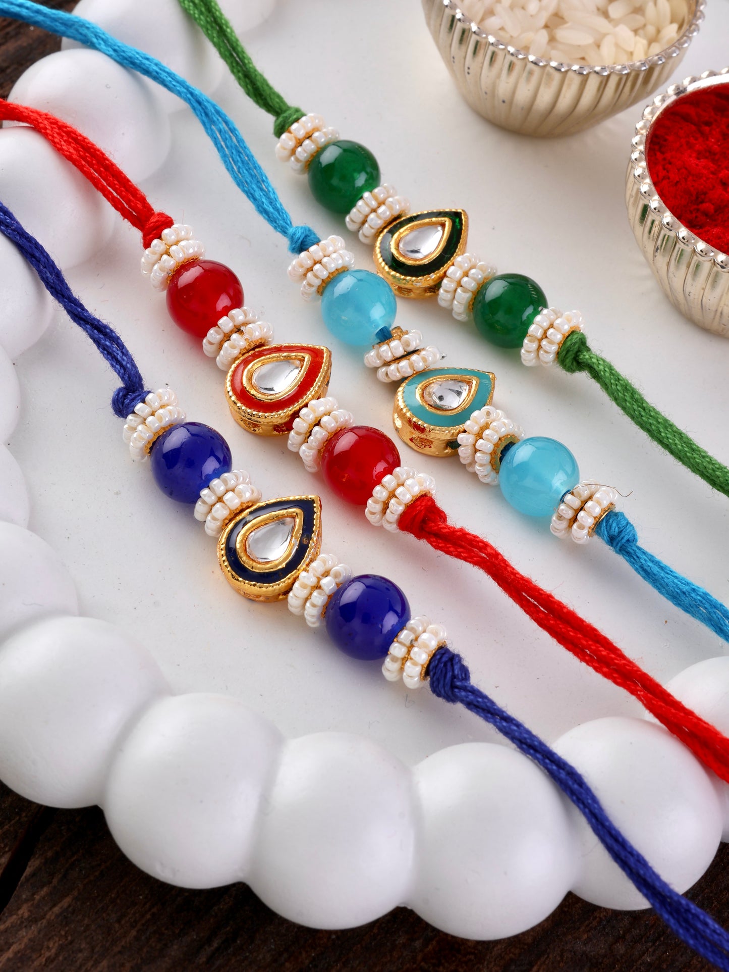 Blue Dhivi Rakhi with Tilak Set and Card