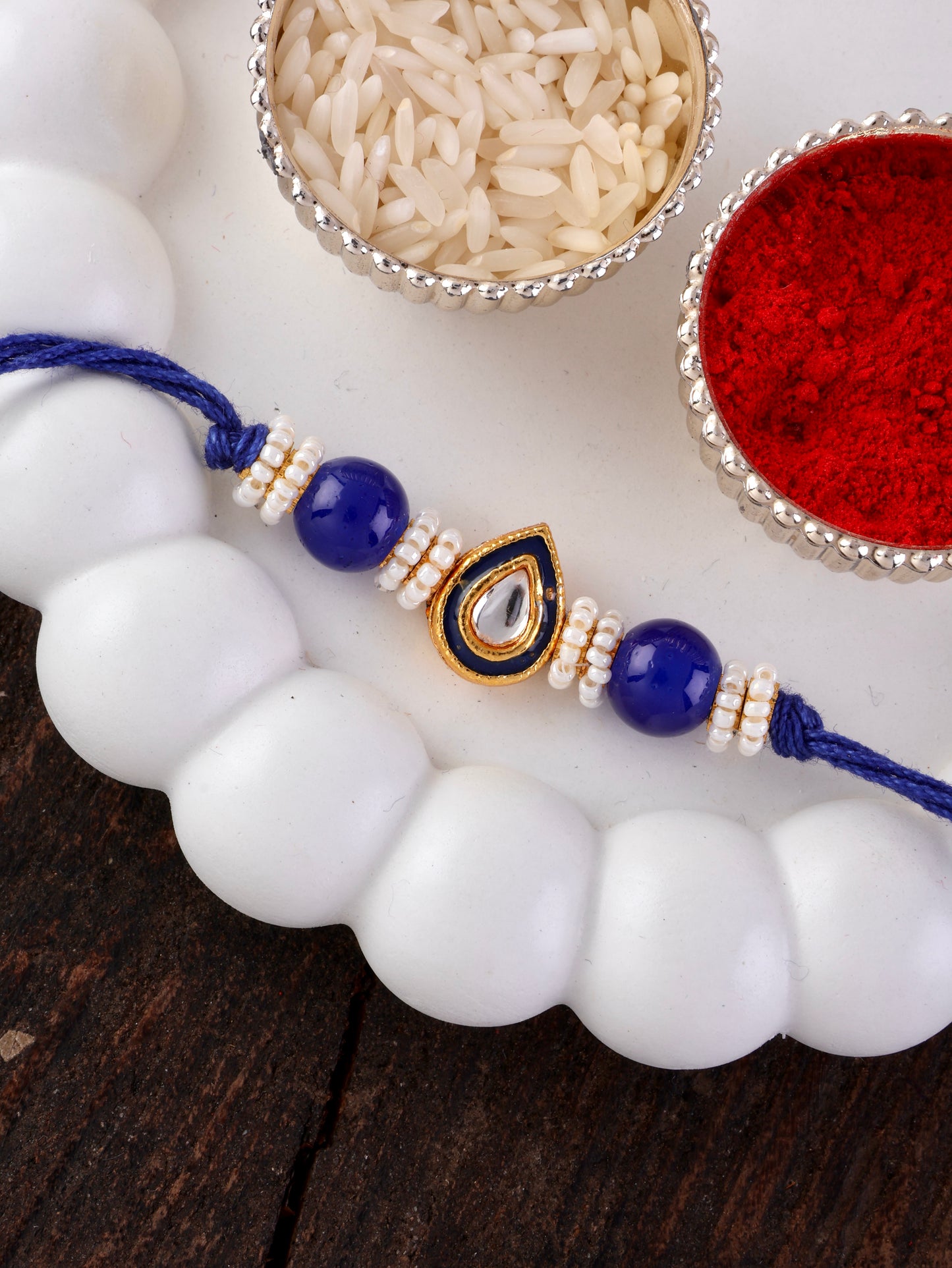 Blue Dhivi Rakhi with Tilak Set and Card