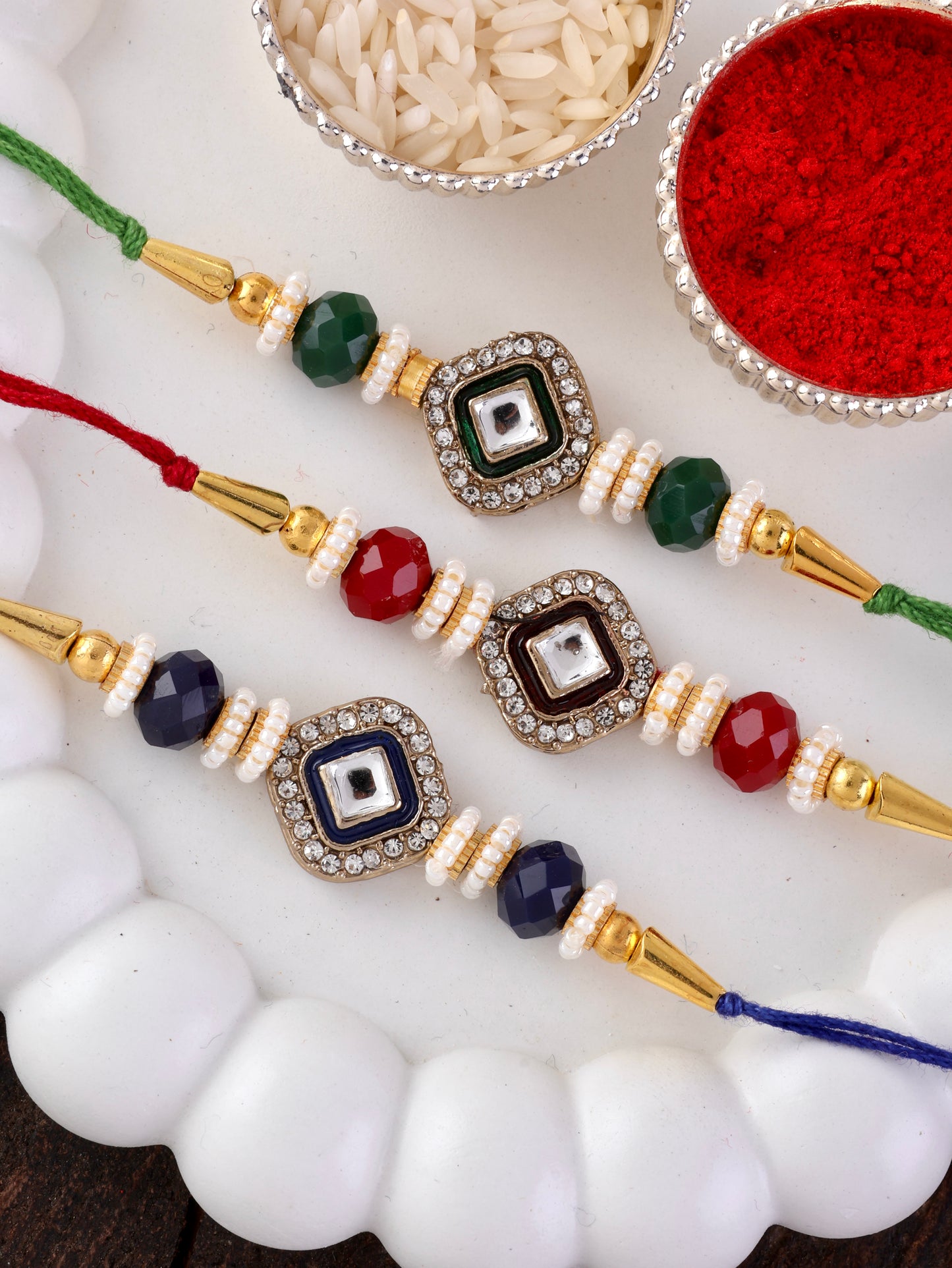 Blue Vaidik Rakhi with Tilak Set and Card