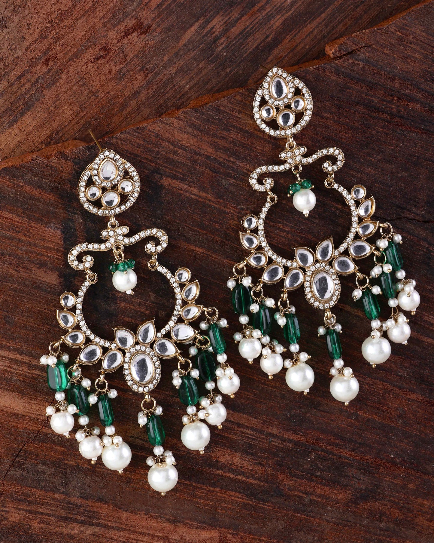 Green Rajveer Designer Chandbali Earring