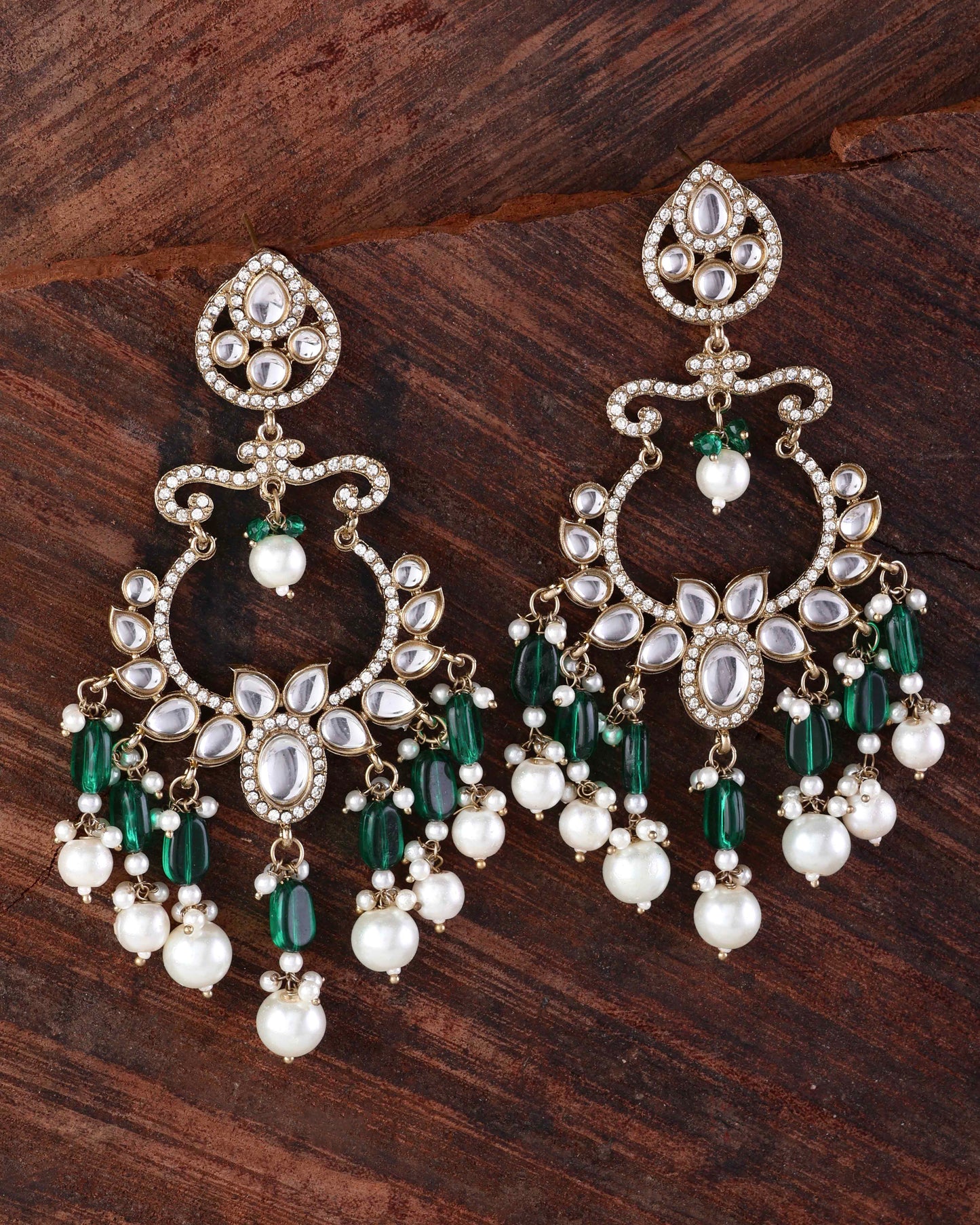 Green Rajveer Designer Chandbali Earring