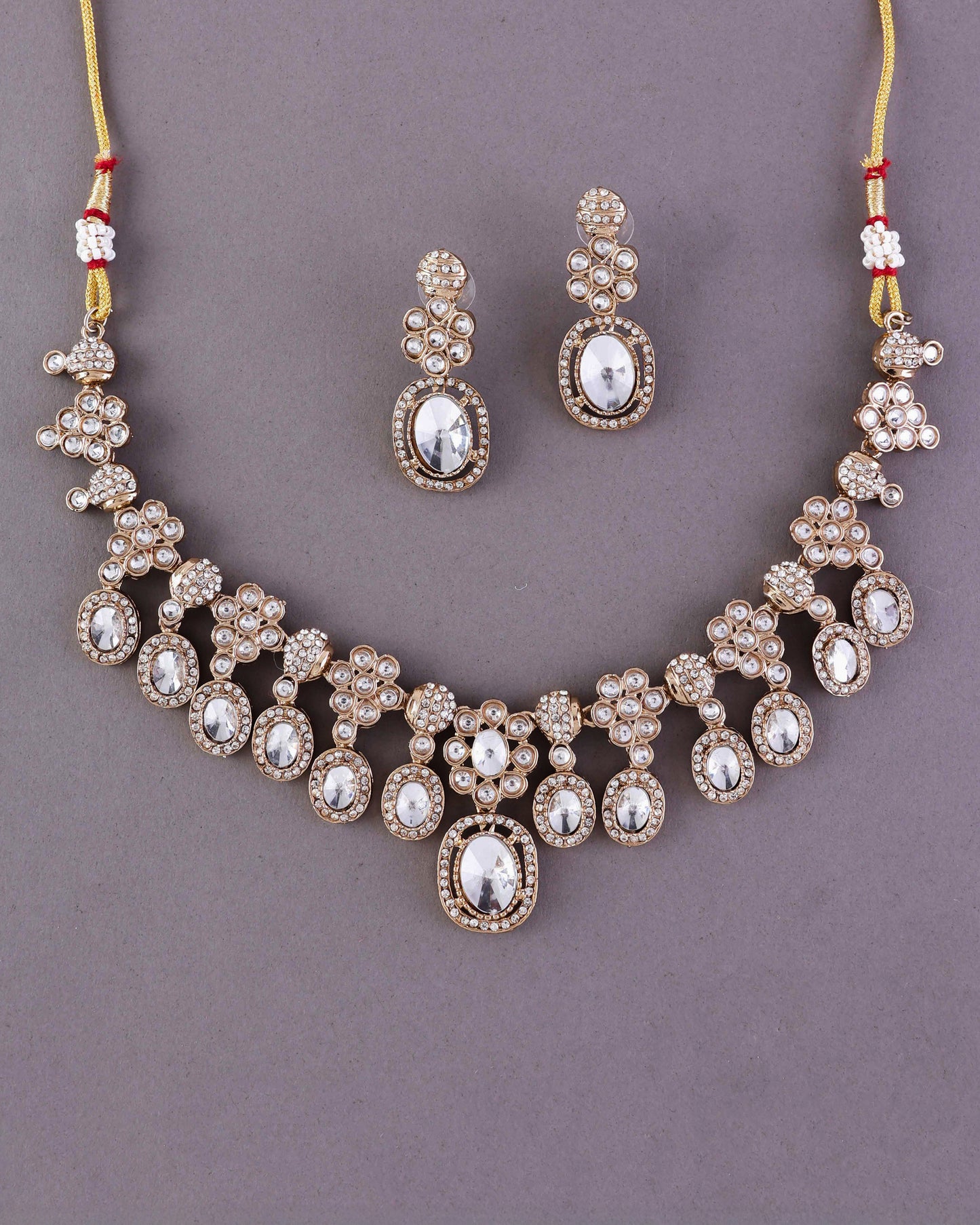 Gold Baani Indo Western Necklace With Earrings