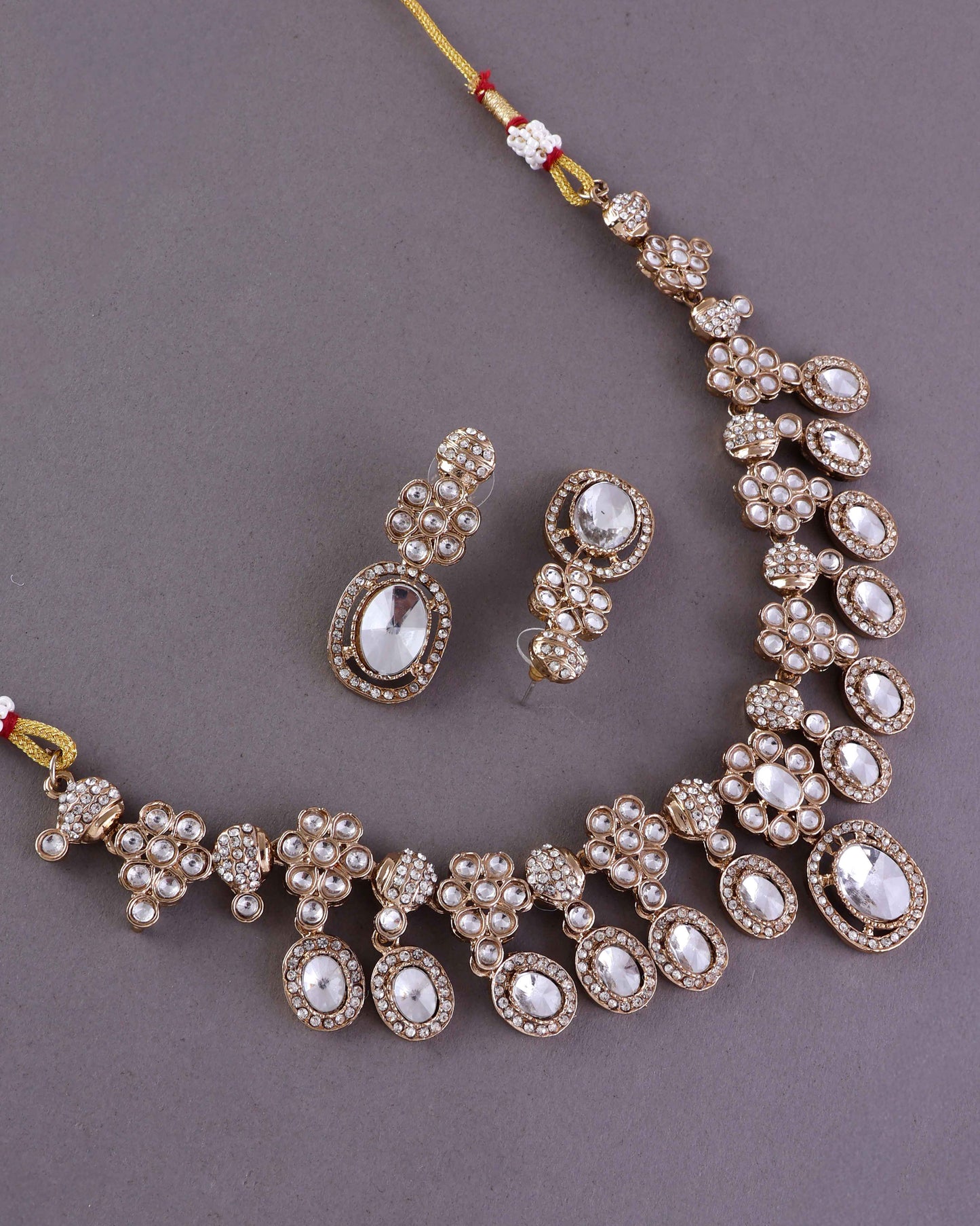 Gold Baani Indo Western Necklace With Earrings