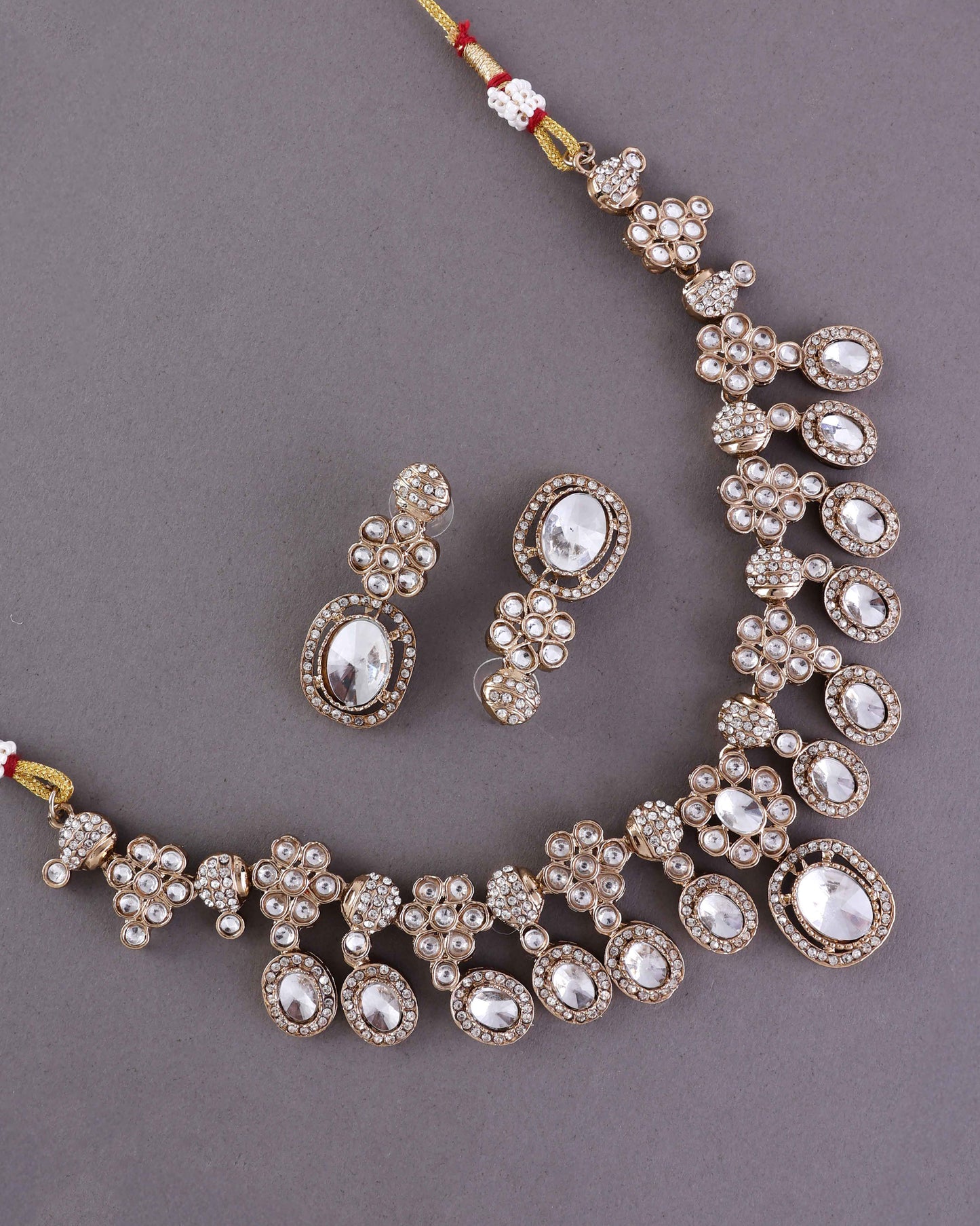 Gold Baani Indo Western Necklace With Earrings