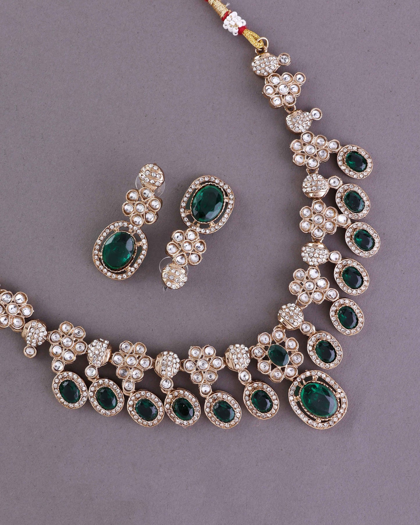 Emerald Baani Indo Western Necklace With Earrings