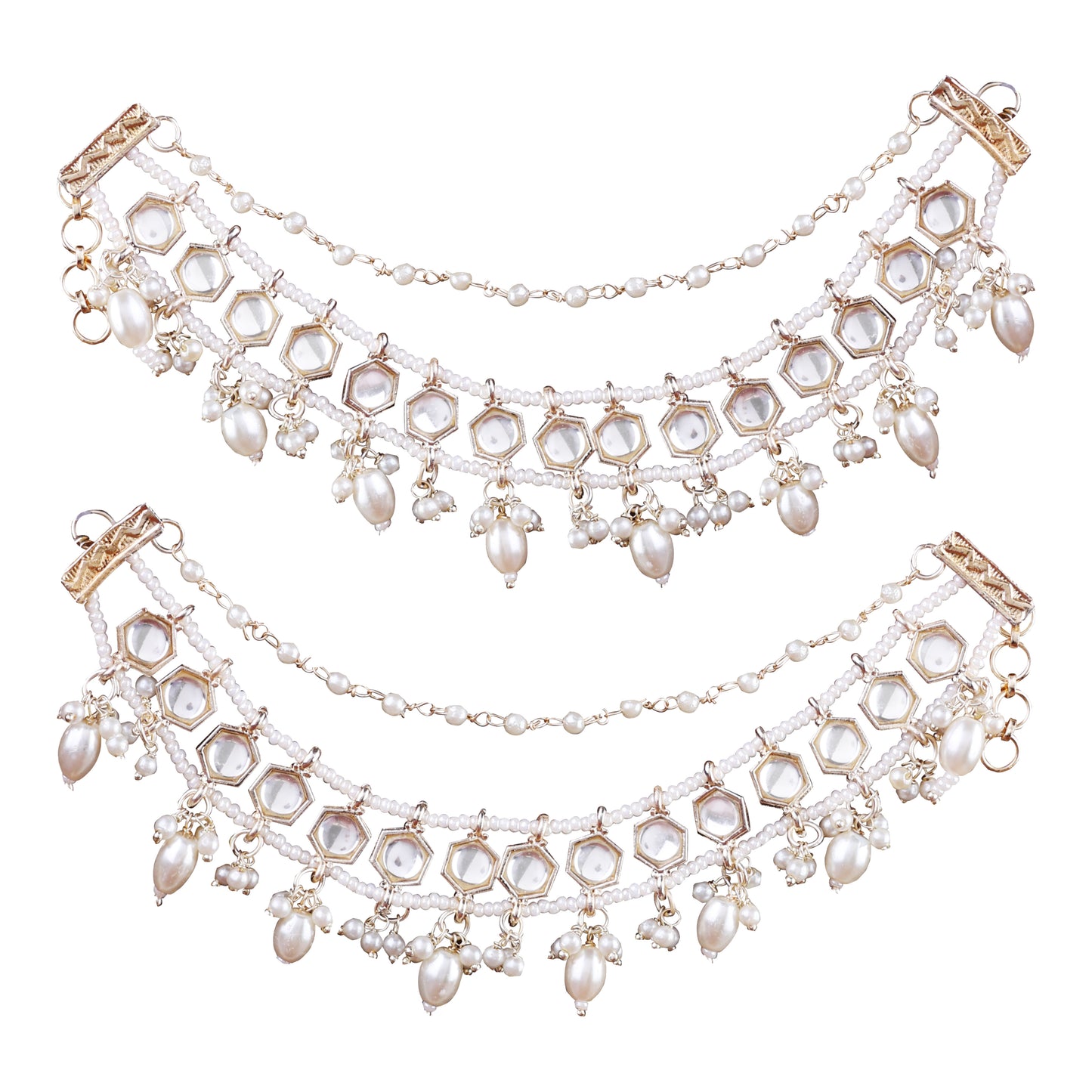 Anant Bahubali Kundan Kaan Chain Pair