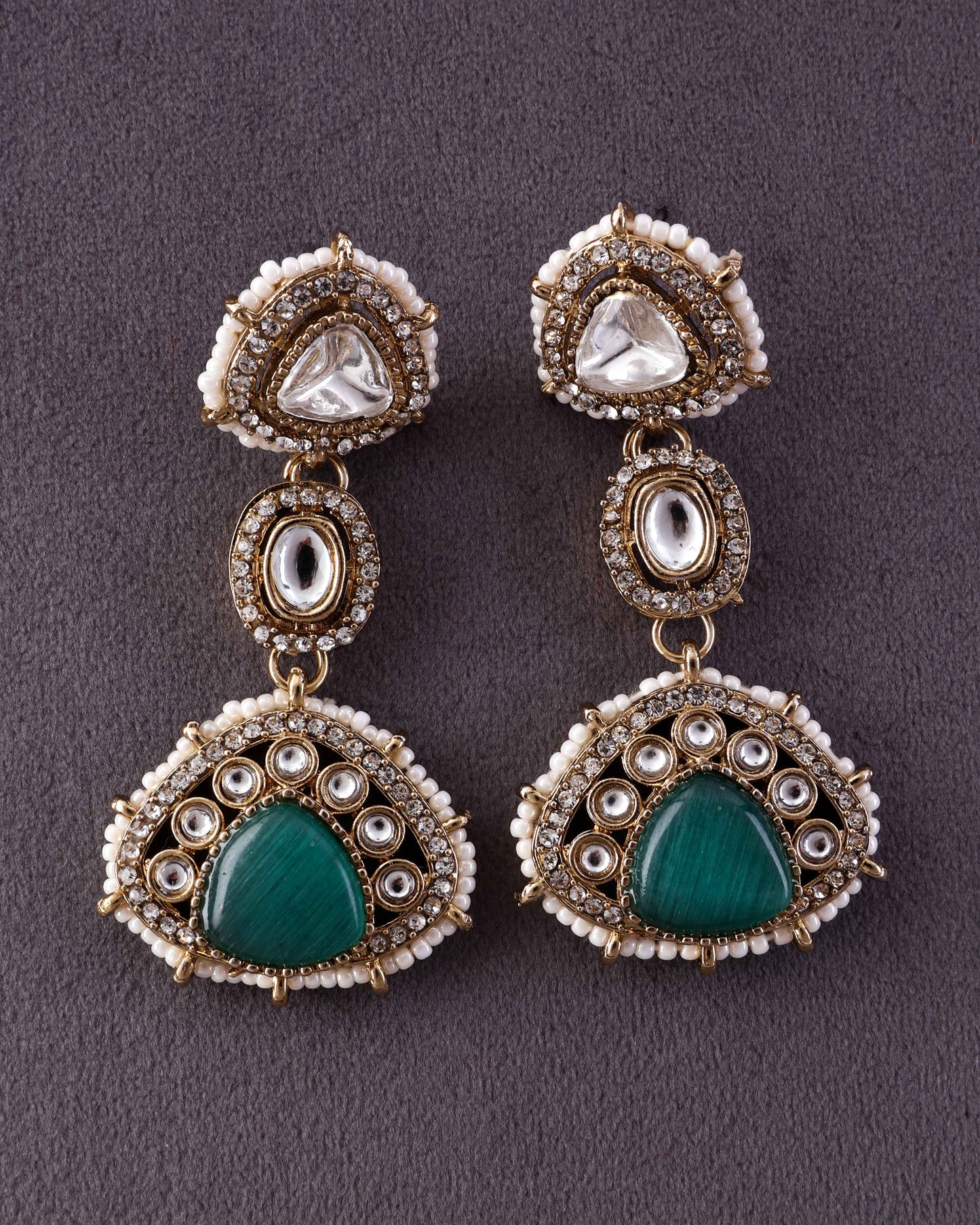Mint Green Rania Premium Designer Zircone Polki Dupe Earring
