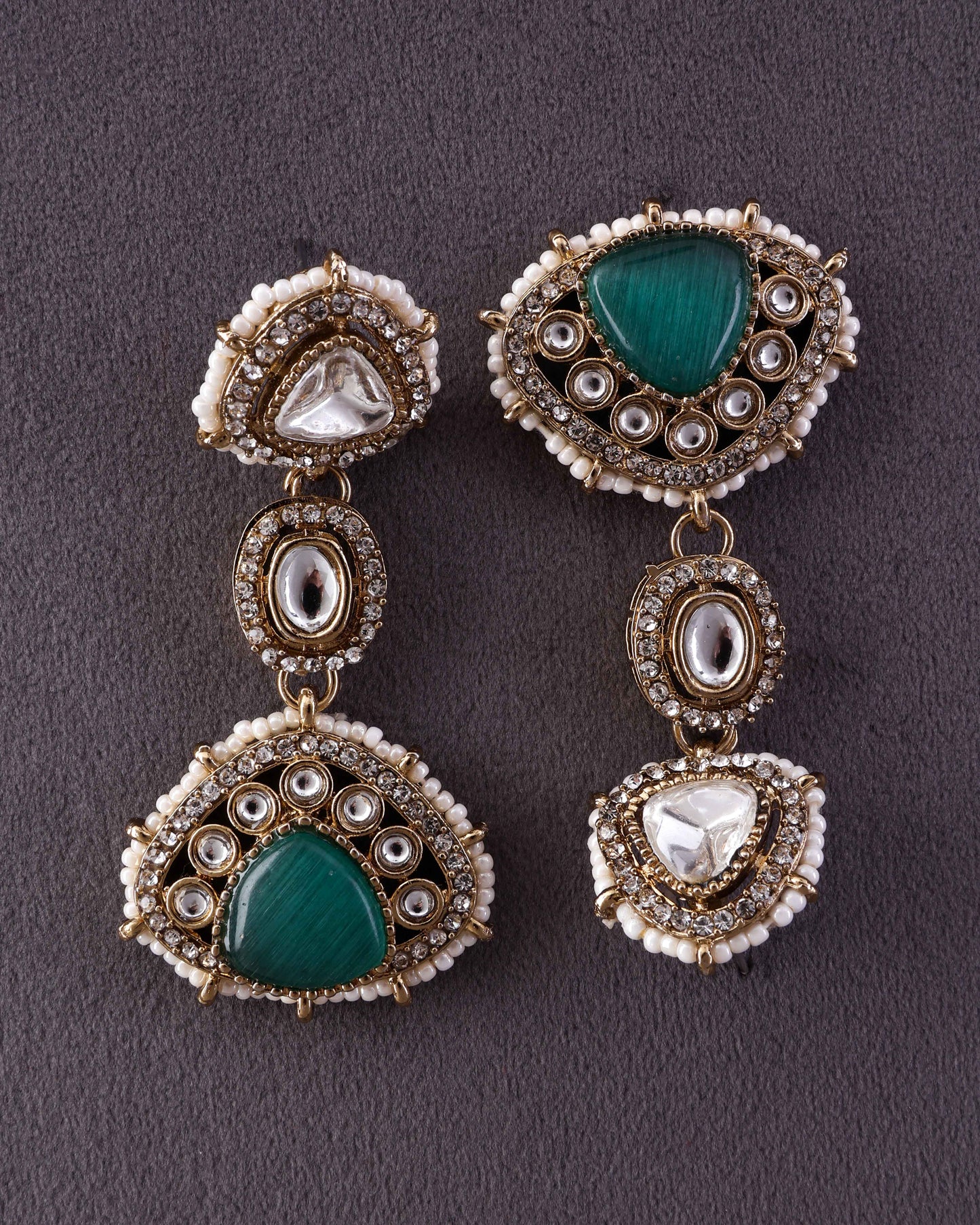 Mint Green Rania Premium Designer Zircone Polki Dupe Earring