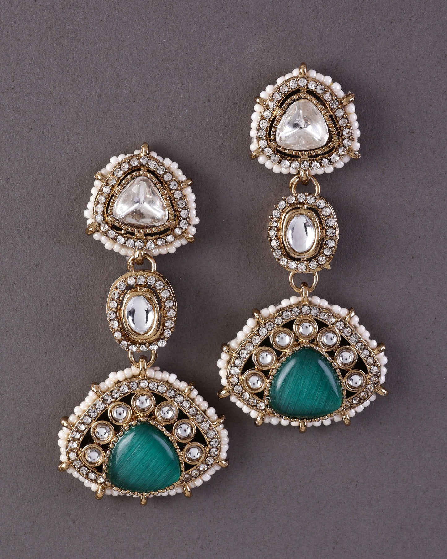 Mint Green Rania Premium Designer Zircone Polki Dupe Earring