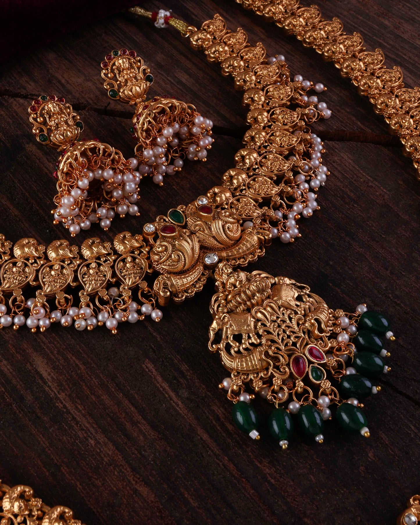 Kamini double layered rajwada necklace with earring