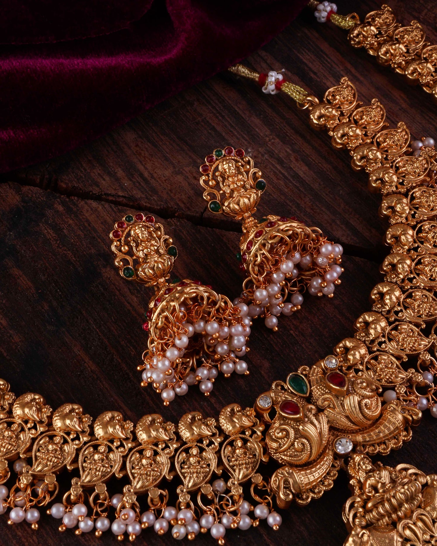 Kamini double layered rajwada necklace with earring