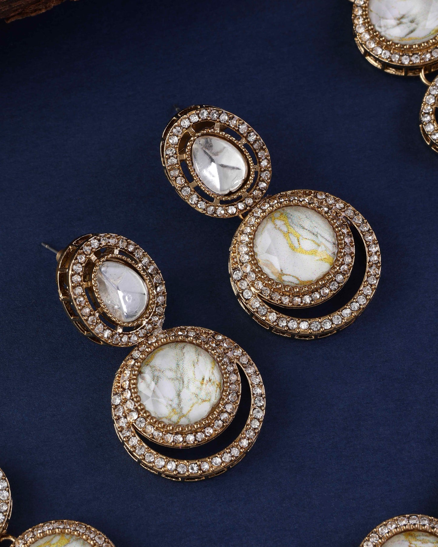 Ivory Abir Premium Polki Dupe Necklace with Earring and Teeka
