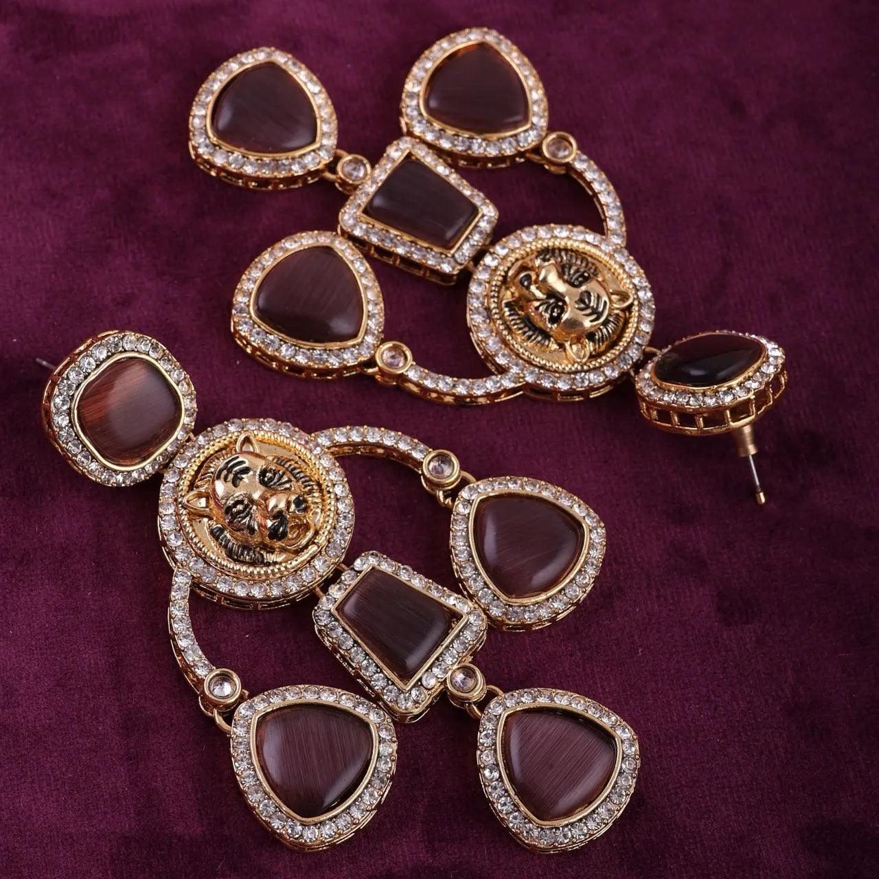 Wine Sabya Designer Earring