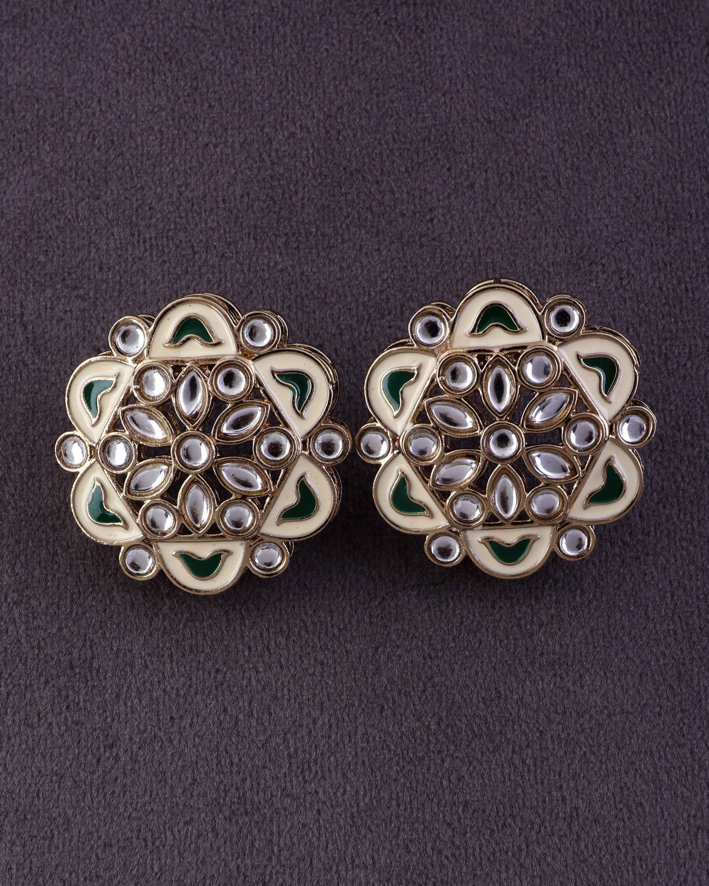 Green Kiva Meenakari Stud Earring