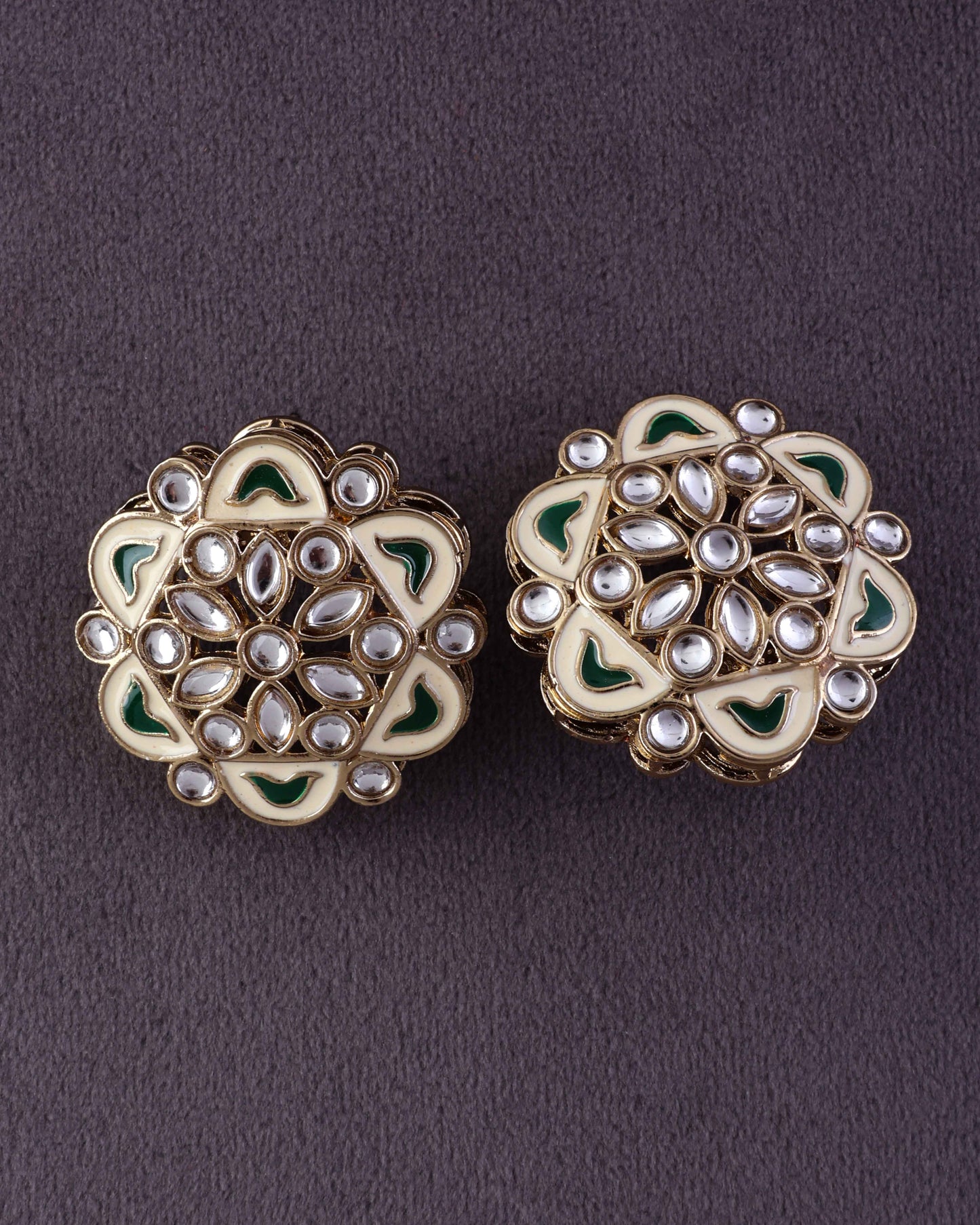 Green Kiva Meenakari Stud Earring
