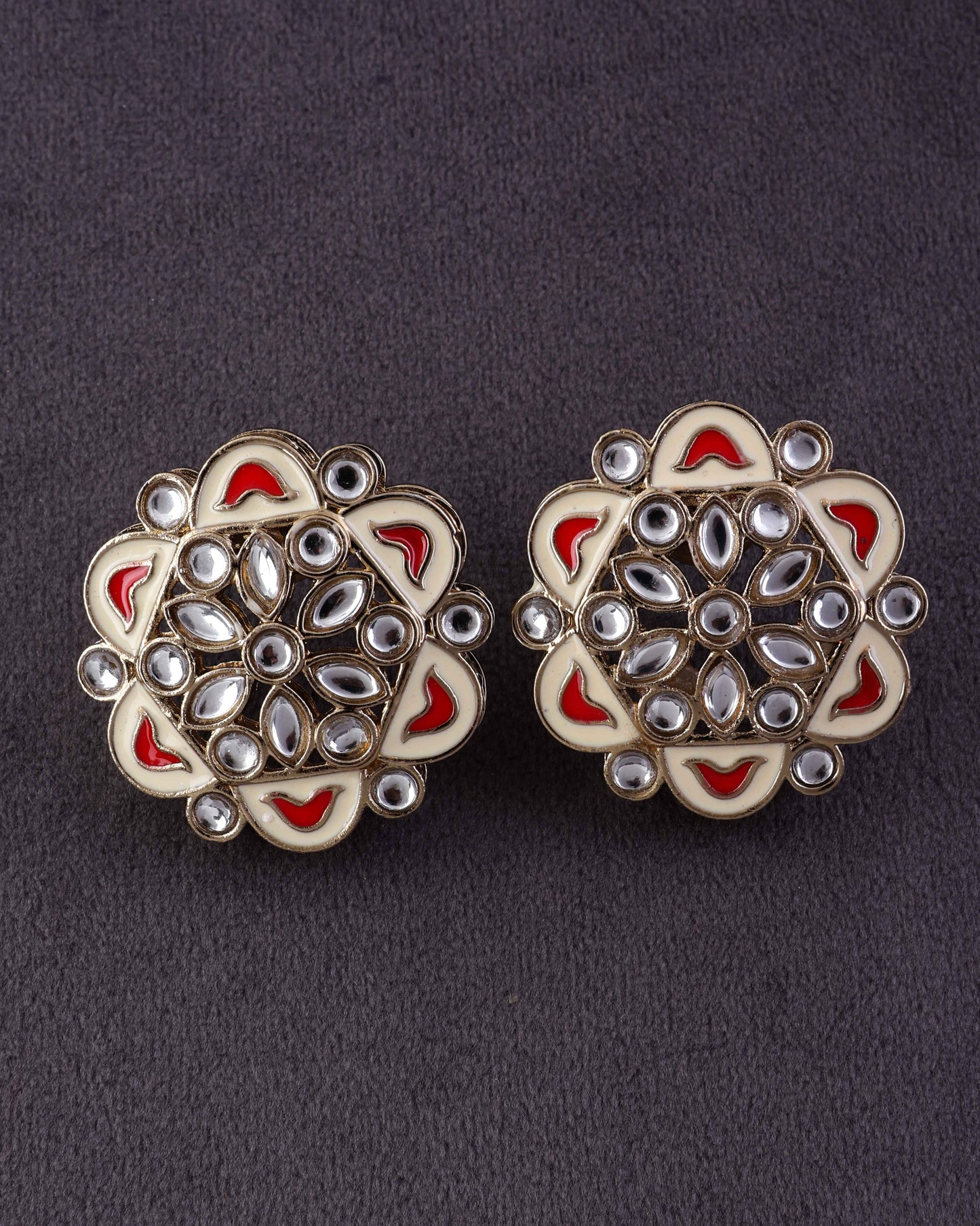 Red Kiva Meenakari Stud Earring