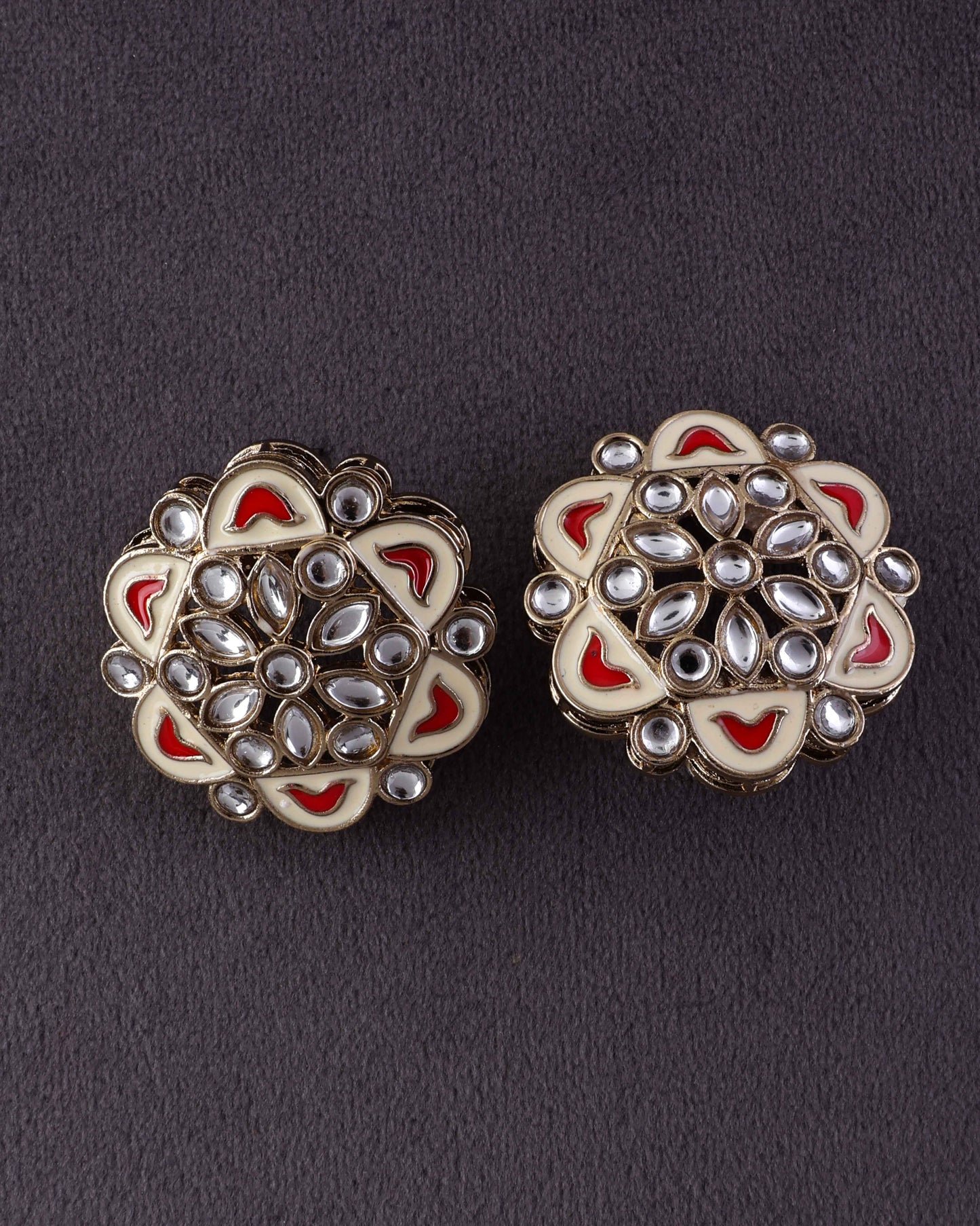 Red Kiva Meenakari Stud Earring