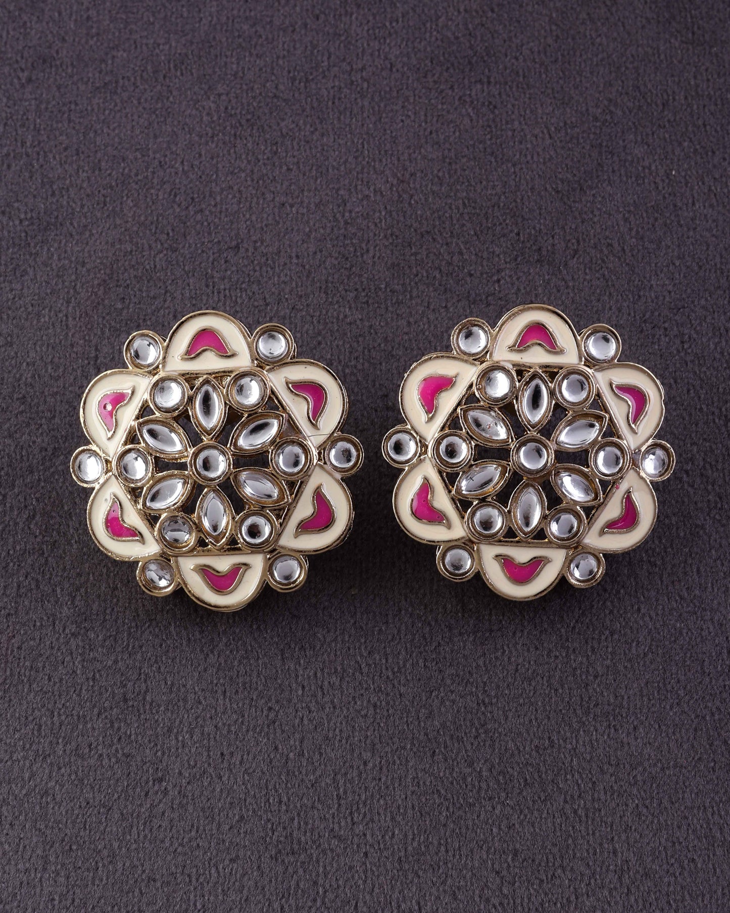 Pink Kiva Meenakari Stud Earring