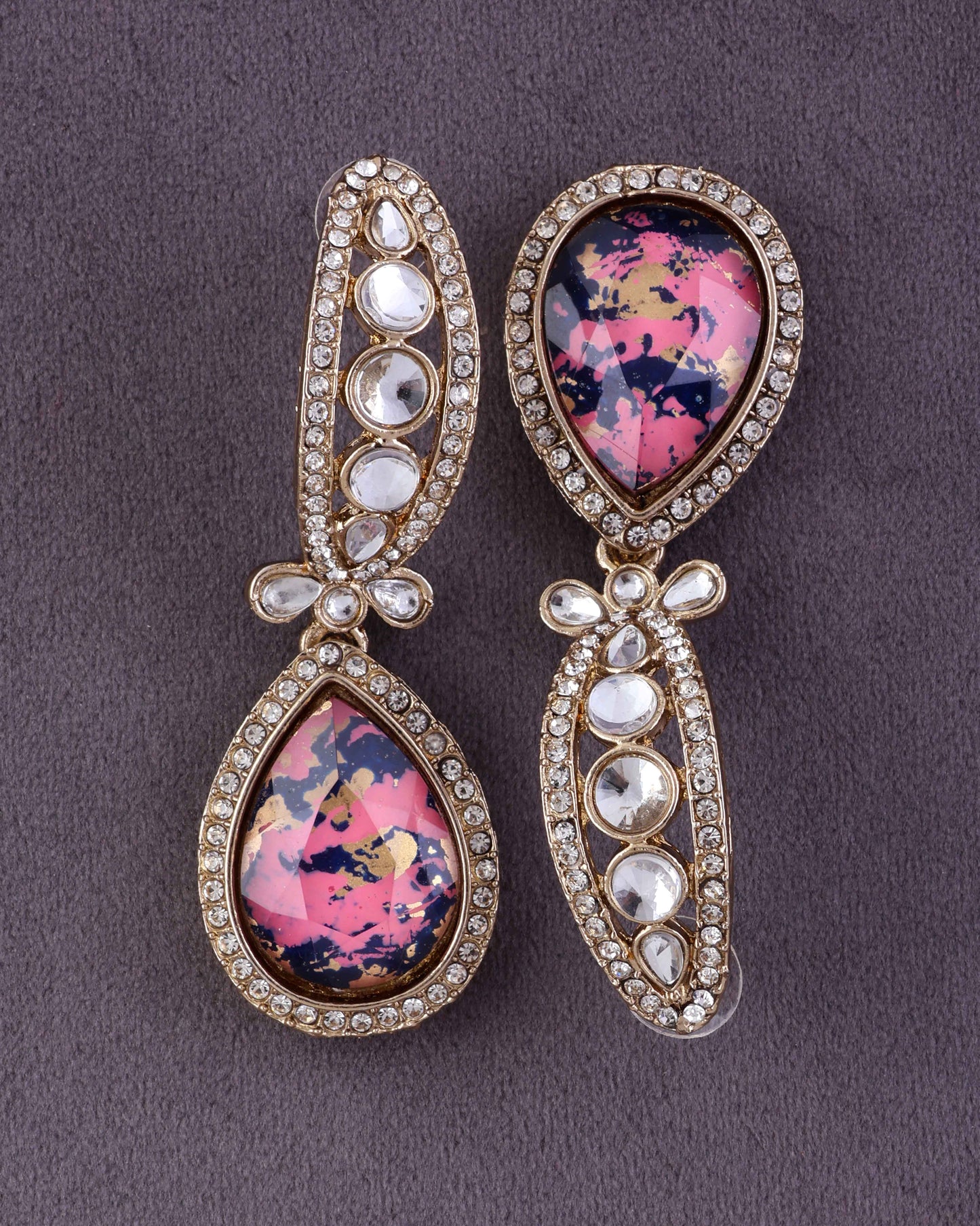 Blush Blue Neysa Premium Polki Dupe Desinger Earring