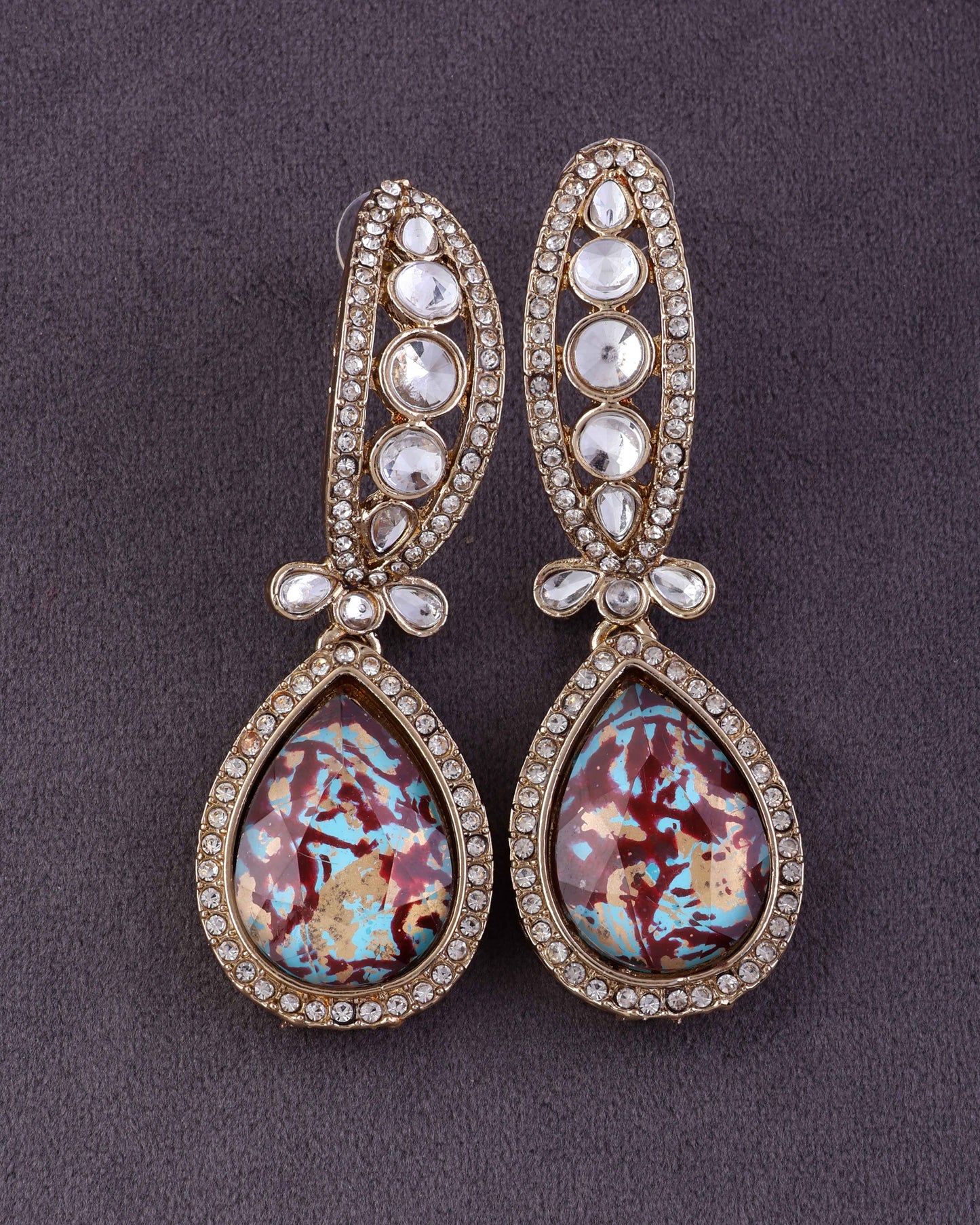 Maroon Neysa Premium Polki Dupe Desinger Earring