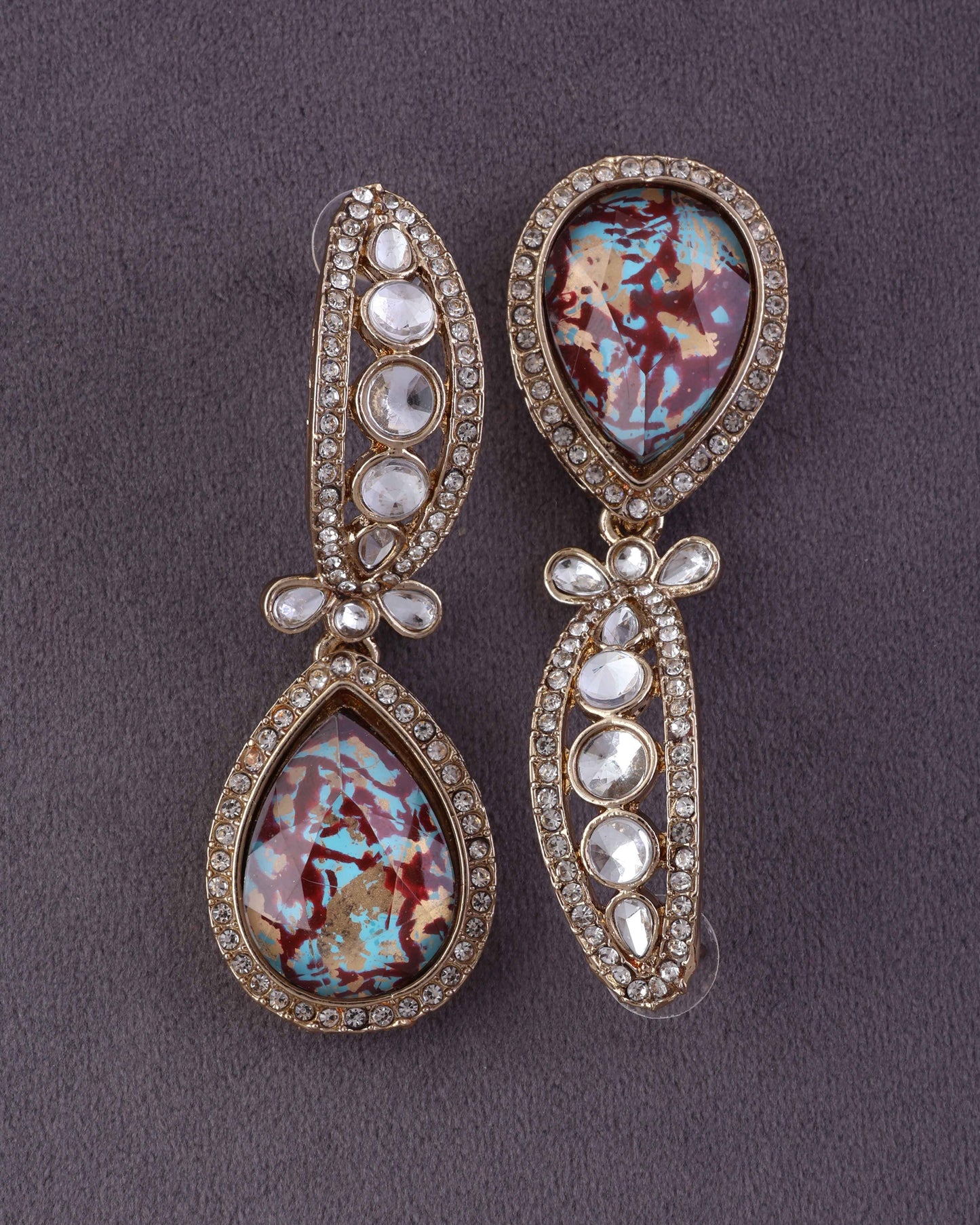 Maroon Neysa Premium Polki Dupe Desinger Earring
